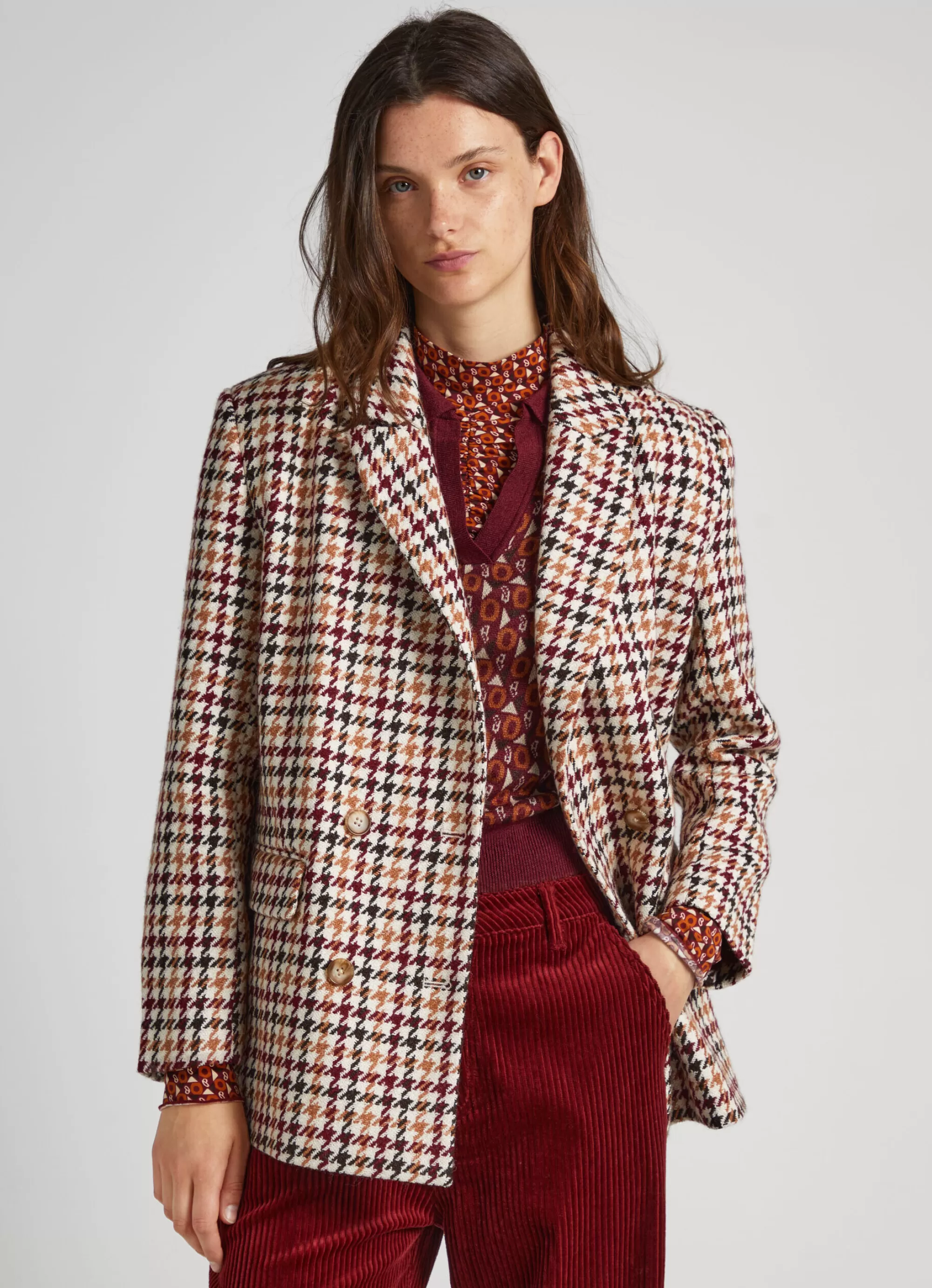 Mulher Pepe Jeans Casaco E Jaquetas>Blazer Com Padrao Pata De Galo
