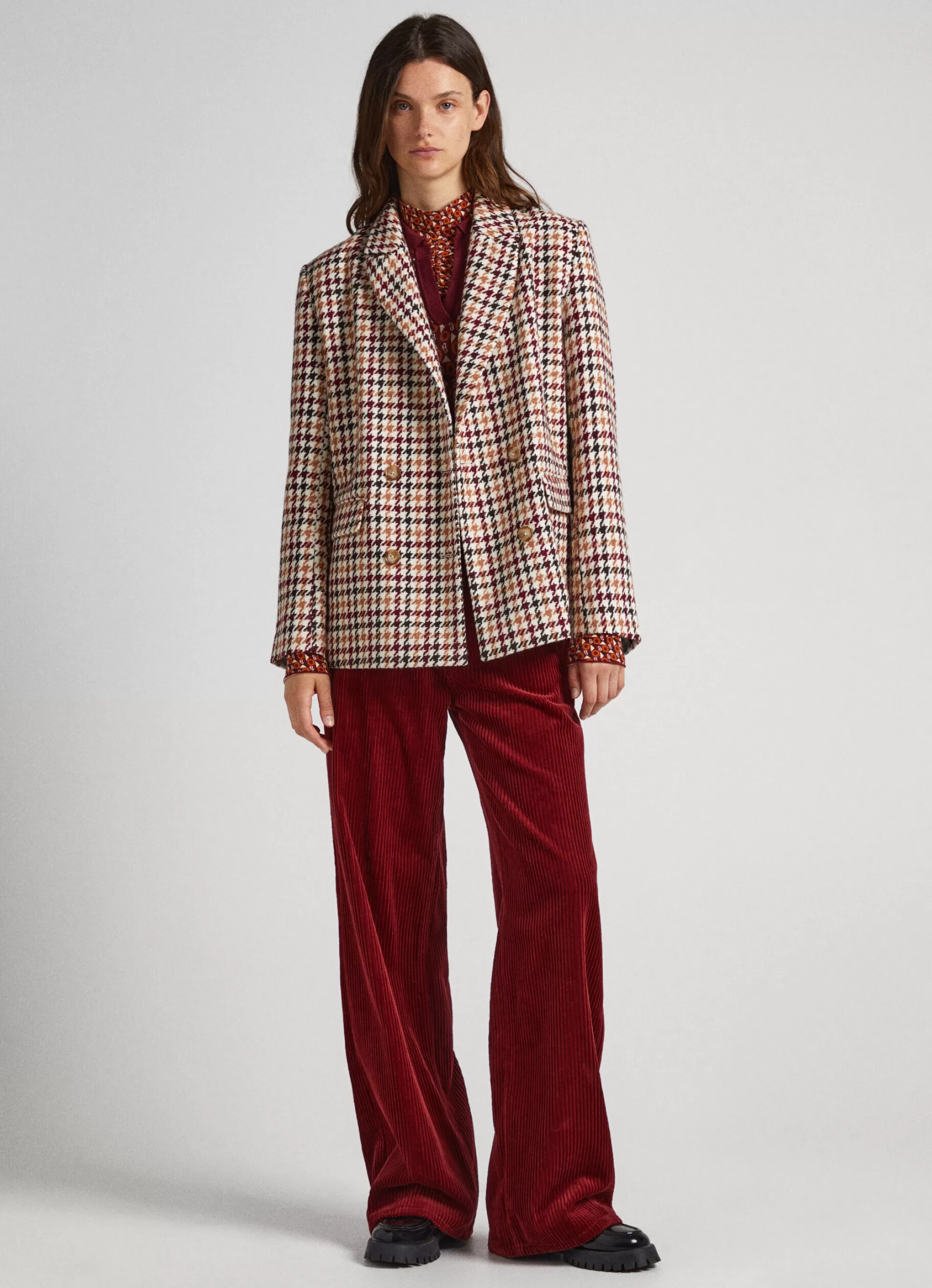 Mulher Pepe Jeans Casaco E Jaquetas>Blazer Com Padrao Pata De Galo