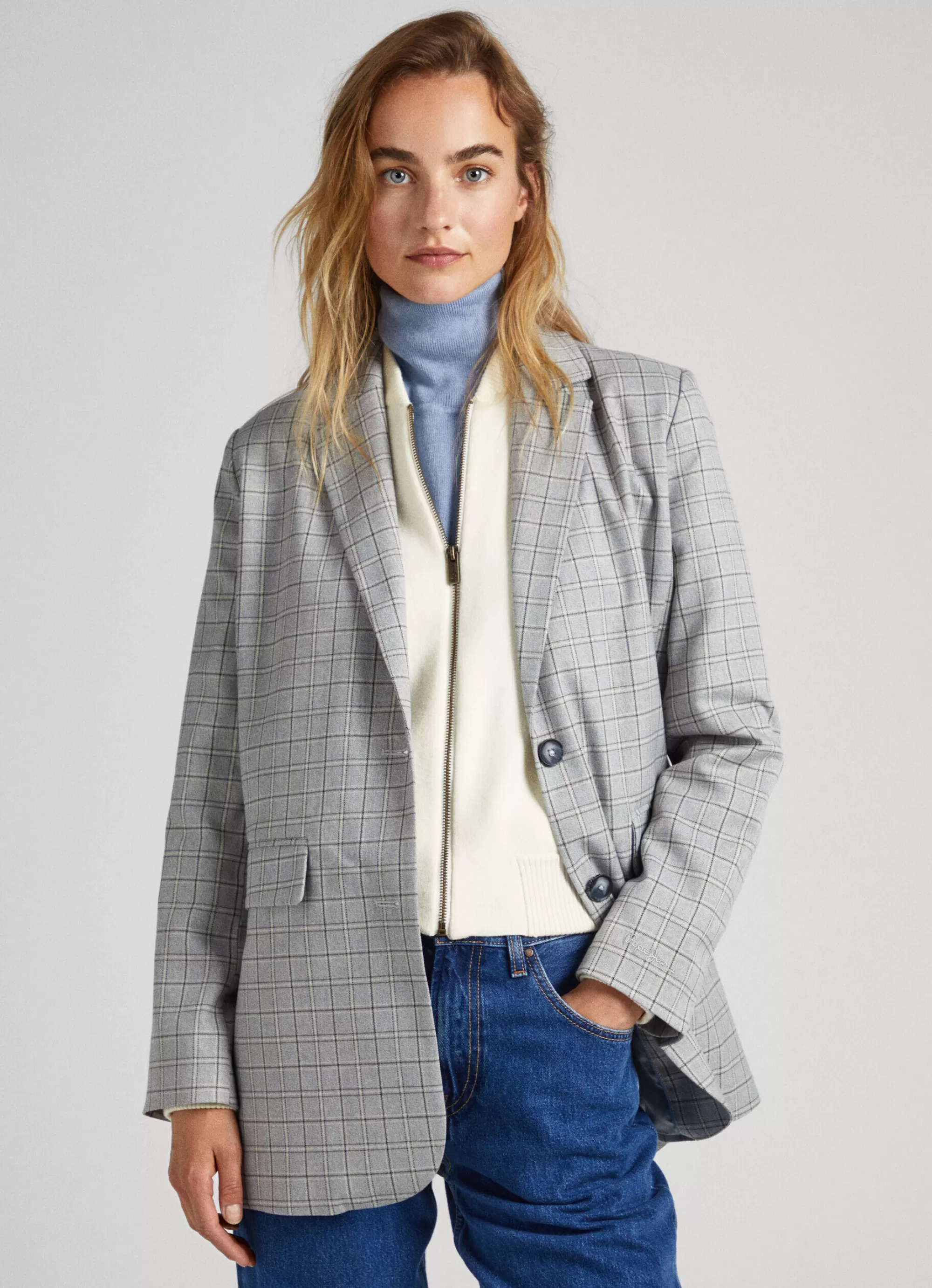 Mulher Pepe Jeans Casaco E Jaquetas>Blazer Sarja Padrao Xadrez