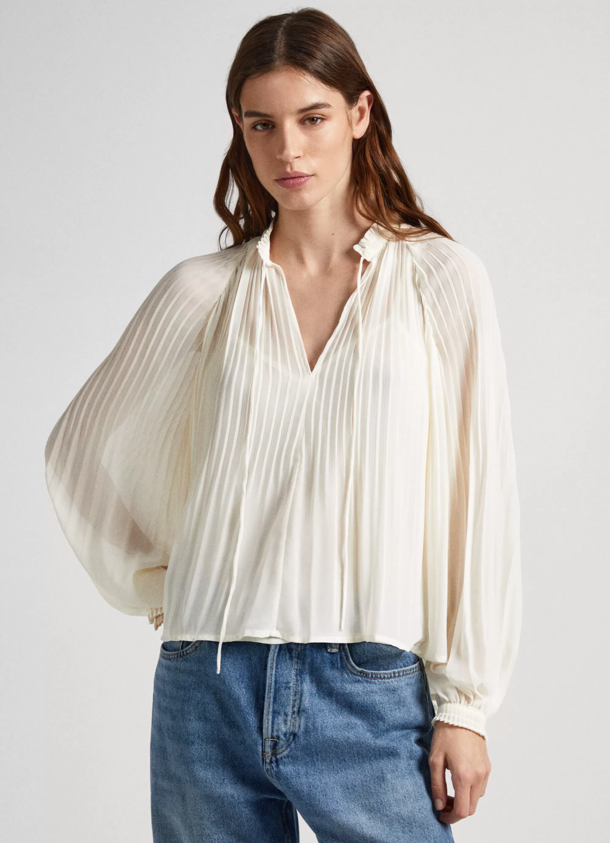 Mulher Pepe Jeans Camisas E Blusas>Blusa De Chiffon Plissada