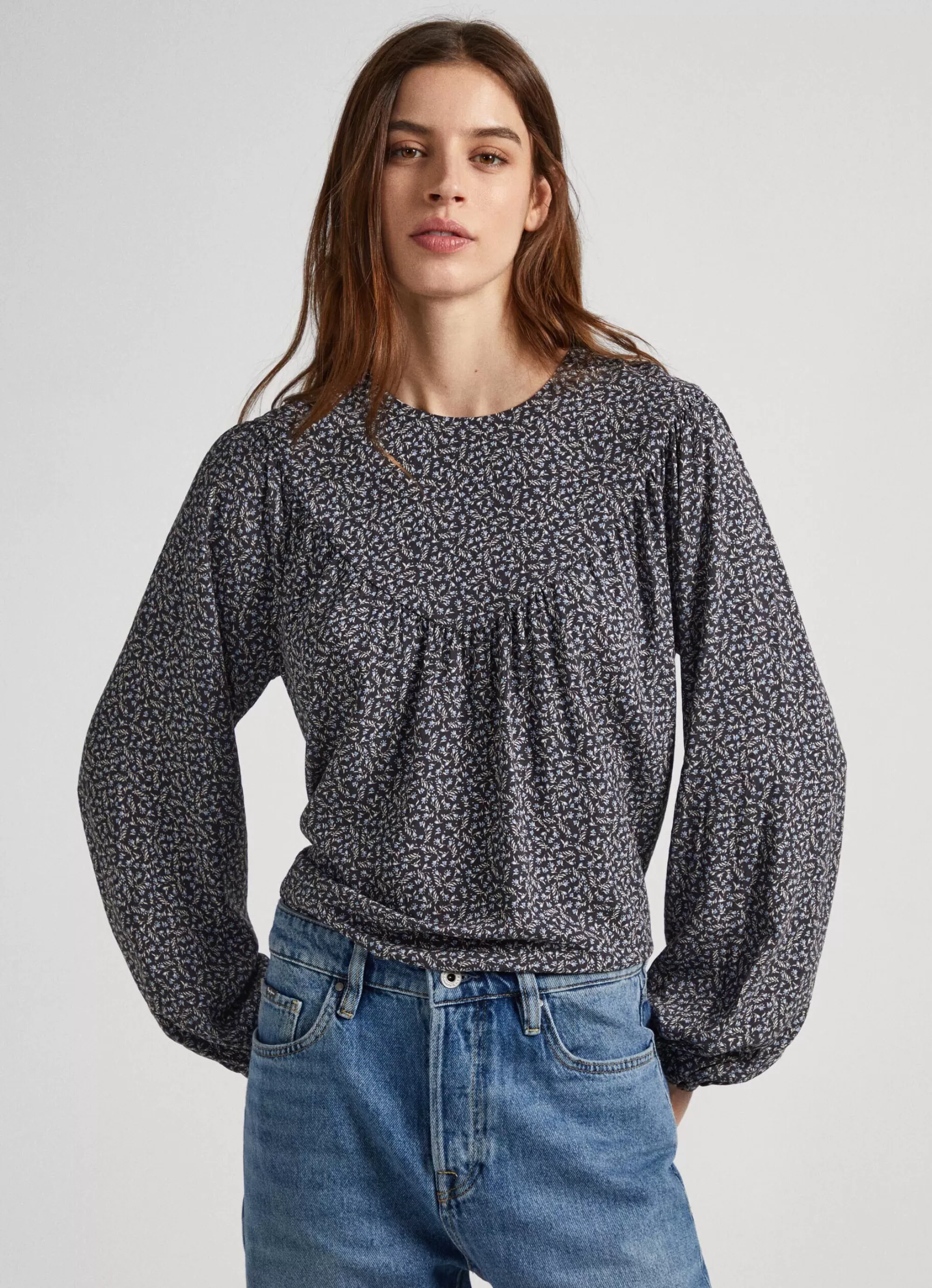 Mulher Pepe Jeans Camisas E Blusas>Blusa Dobby Com Padrao Floral