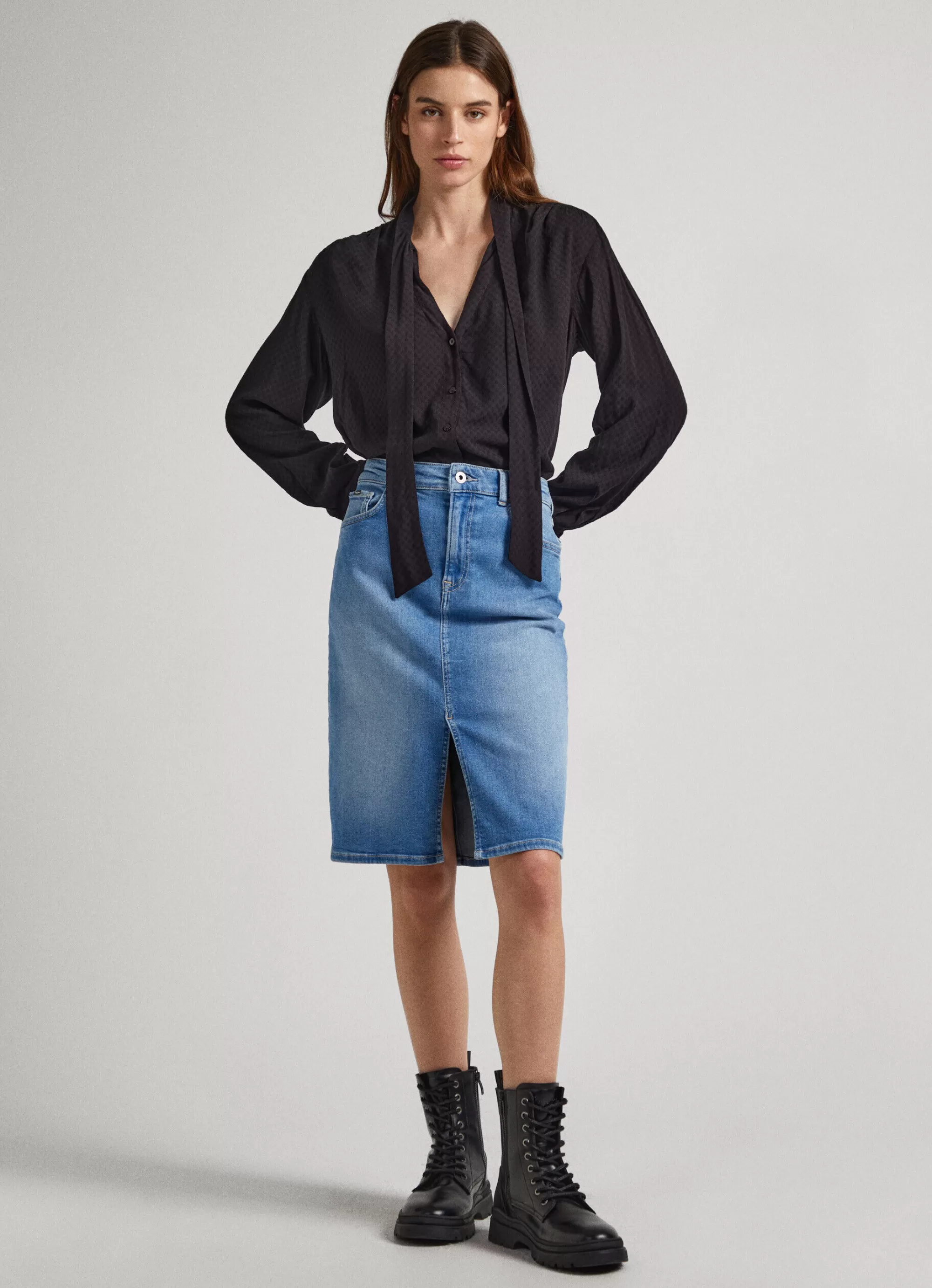 Mulher Pepe Jeans Camisas E Blusas>Blusa Dobby Laco Na Gola