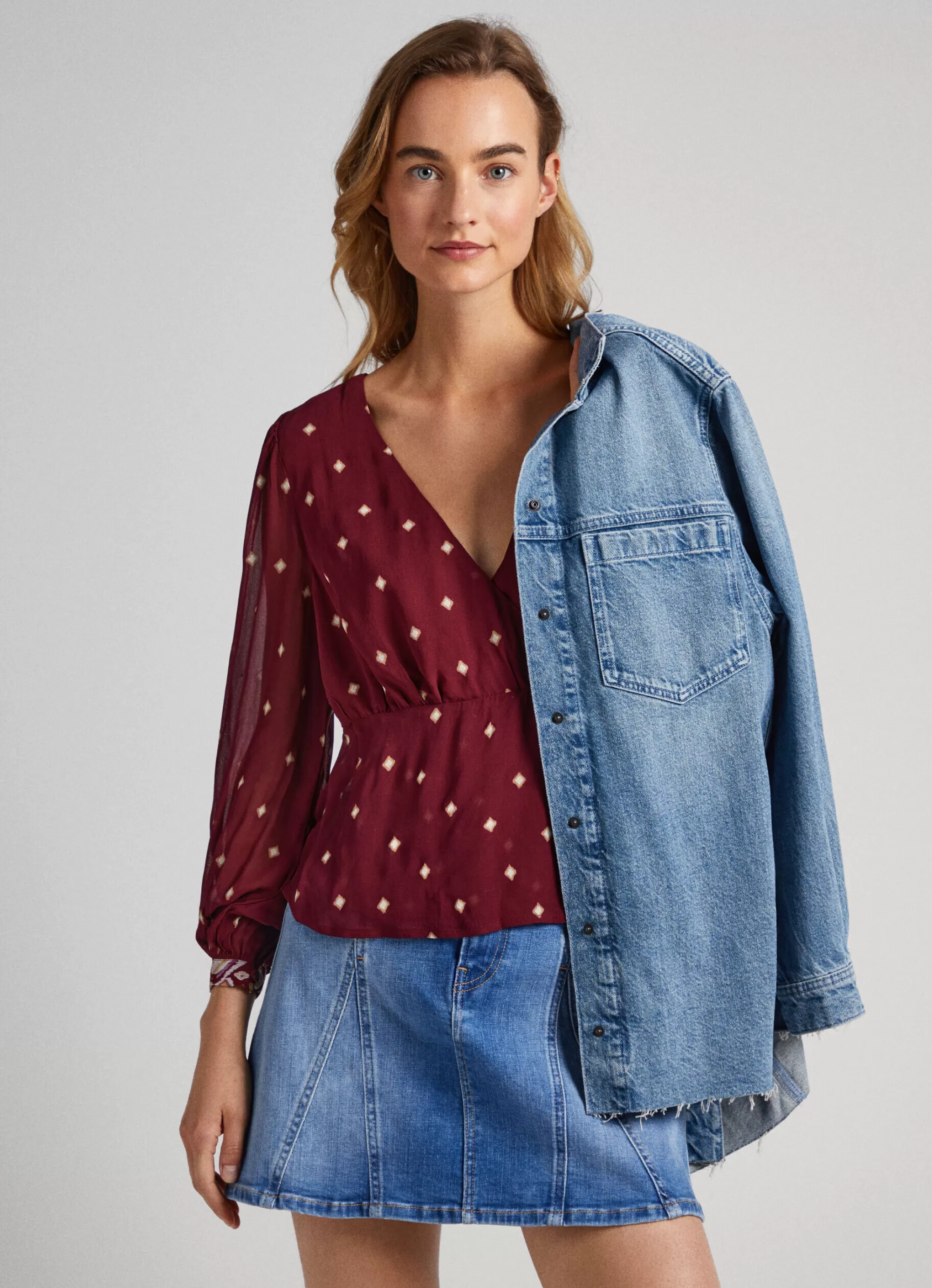 Mulher Pepe Jeans Camisas E Blusas>Blusa Padrao As Bolinhas
