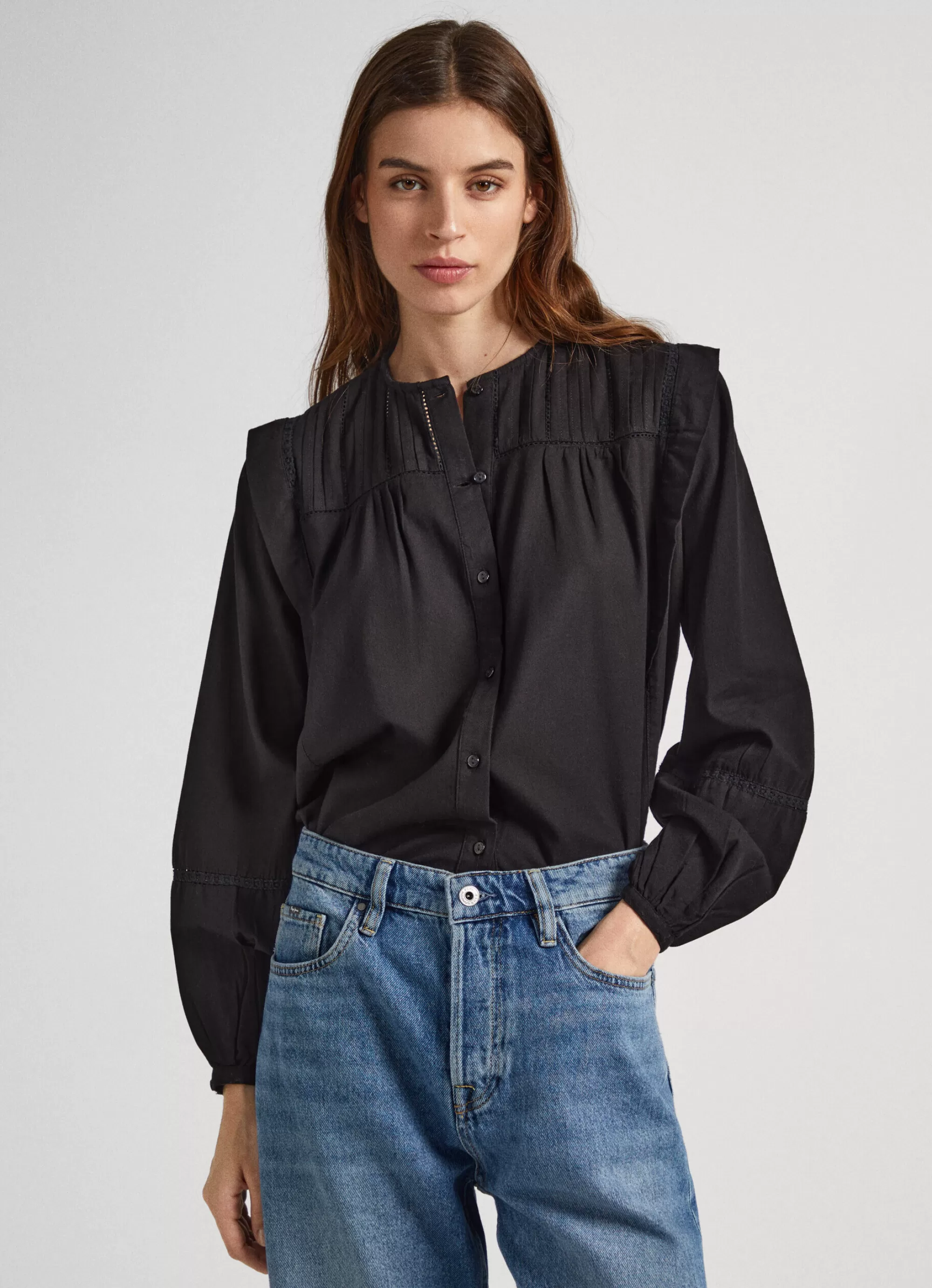 Mulher Pepe Jeans Camisas E Blusas>Blusa Sarja Algodao
