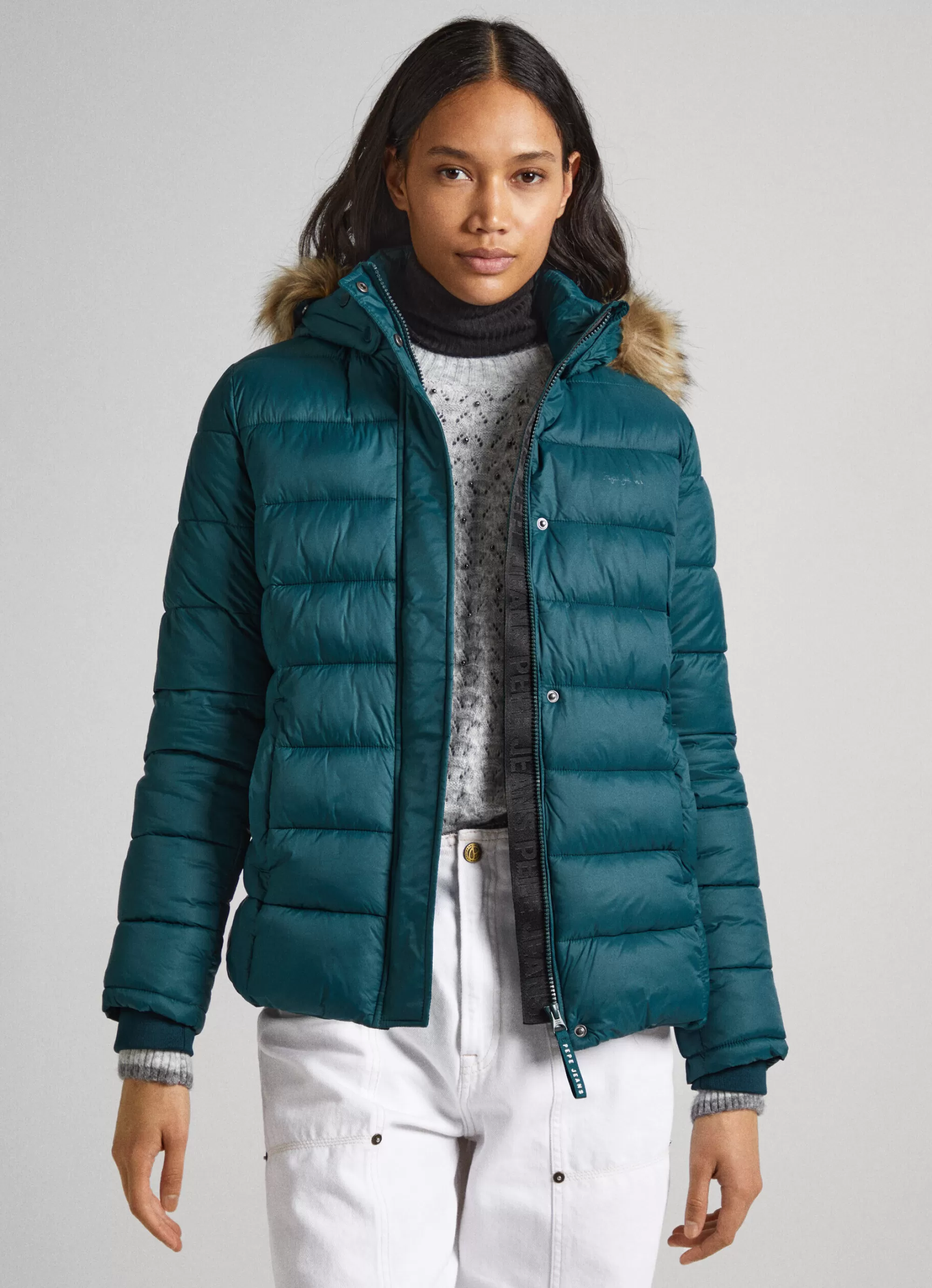 Mulher Pepe Jeans Casaco E Jaquetas>Blusao Detalhe De Pelo No Capuz