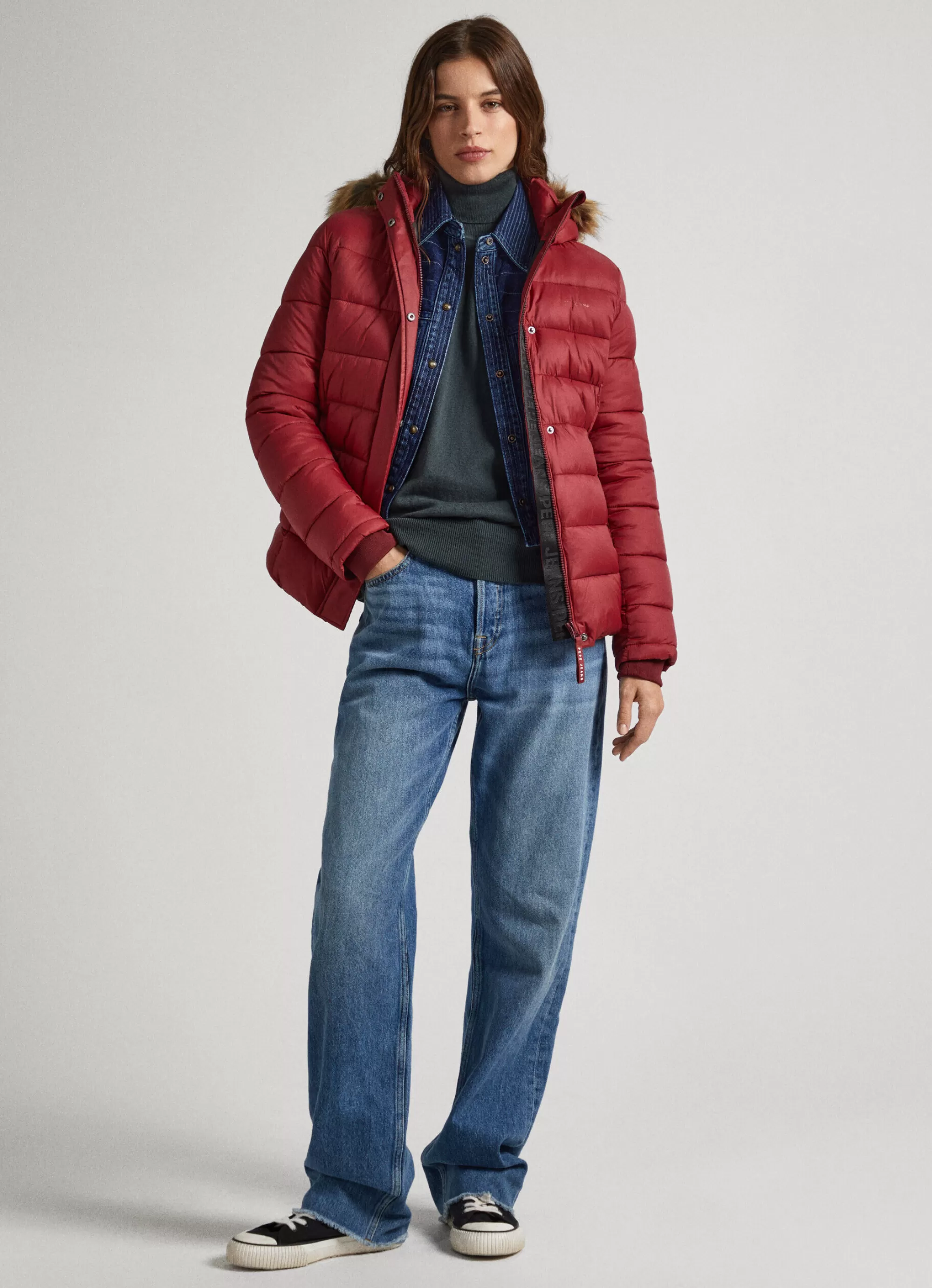 Mulher Pepe Jeans Casaco E Jaquetas>Blusao Detalhe De Pelo No Capuz