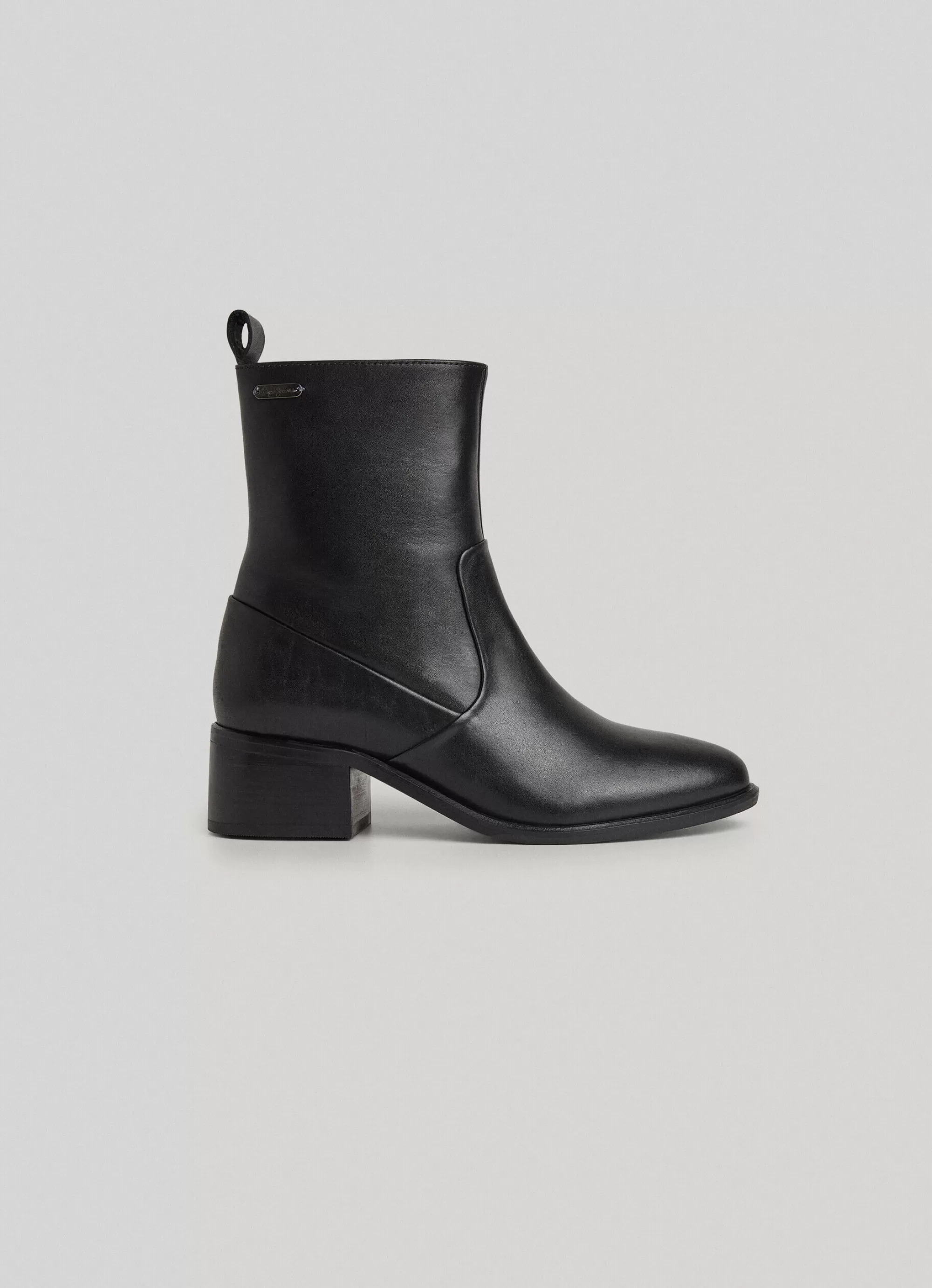 Mulher Pepe Jeans Botas E Sapatos>Botim De Couro De Cano Medio