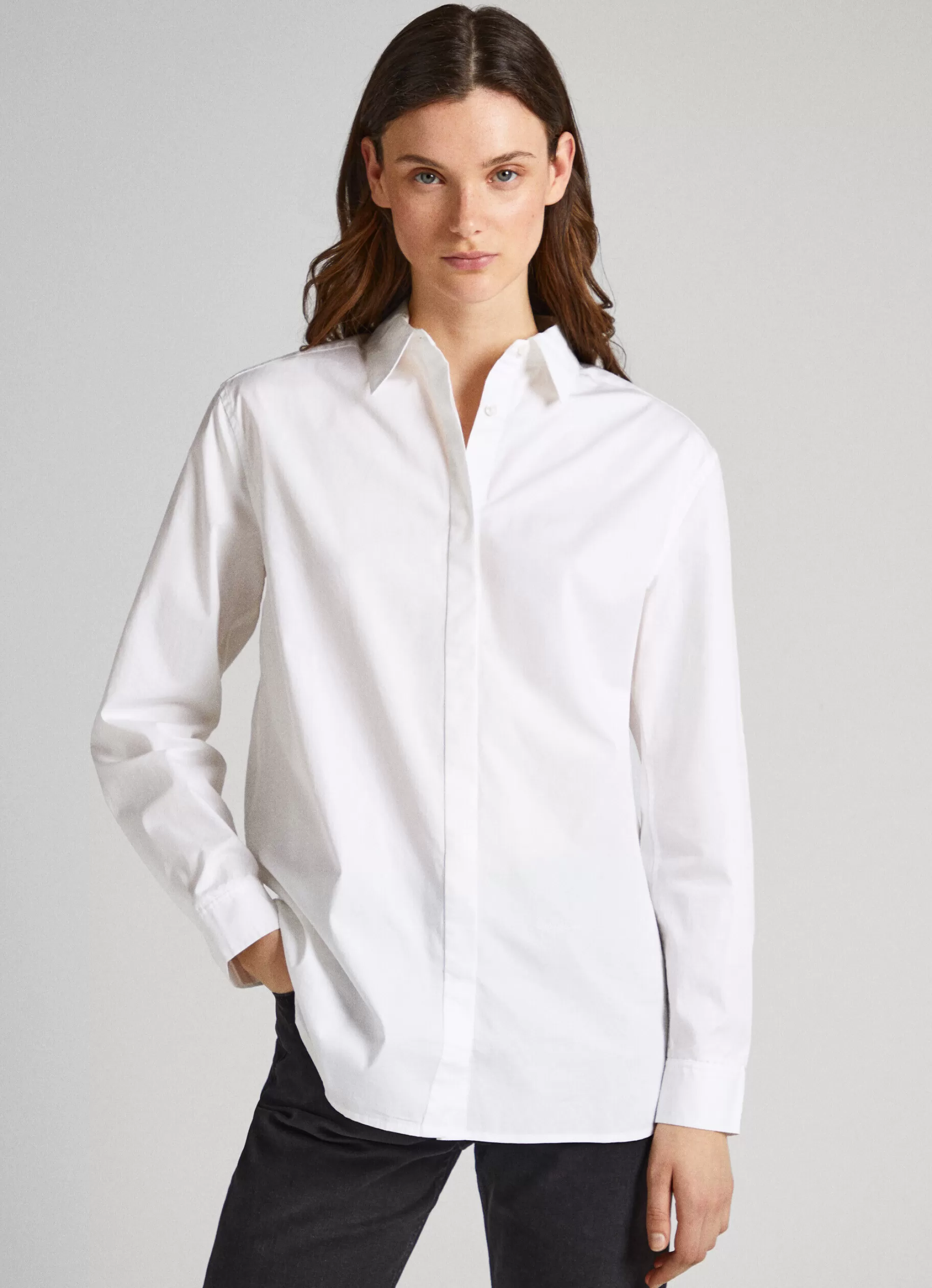 Mulher Pepe Jeans Camisas E Blusas>Camisa Algodao Popelina Oversize Fit