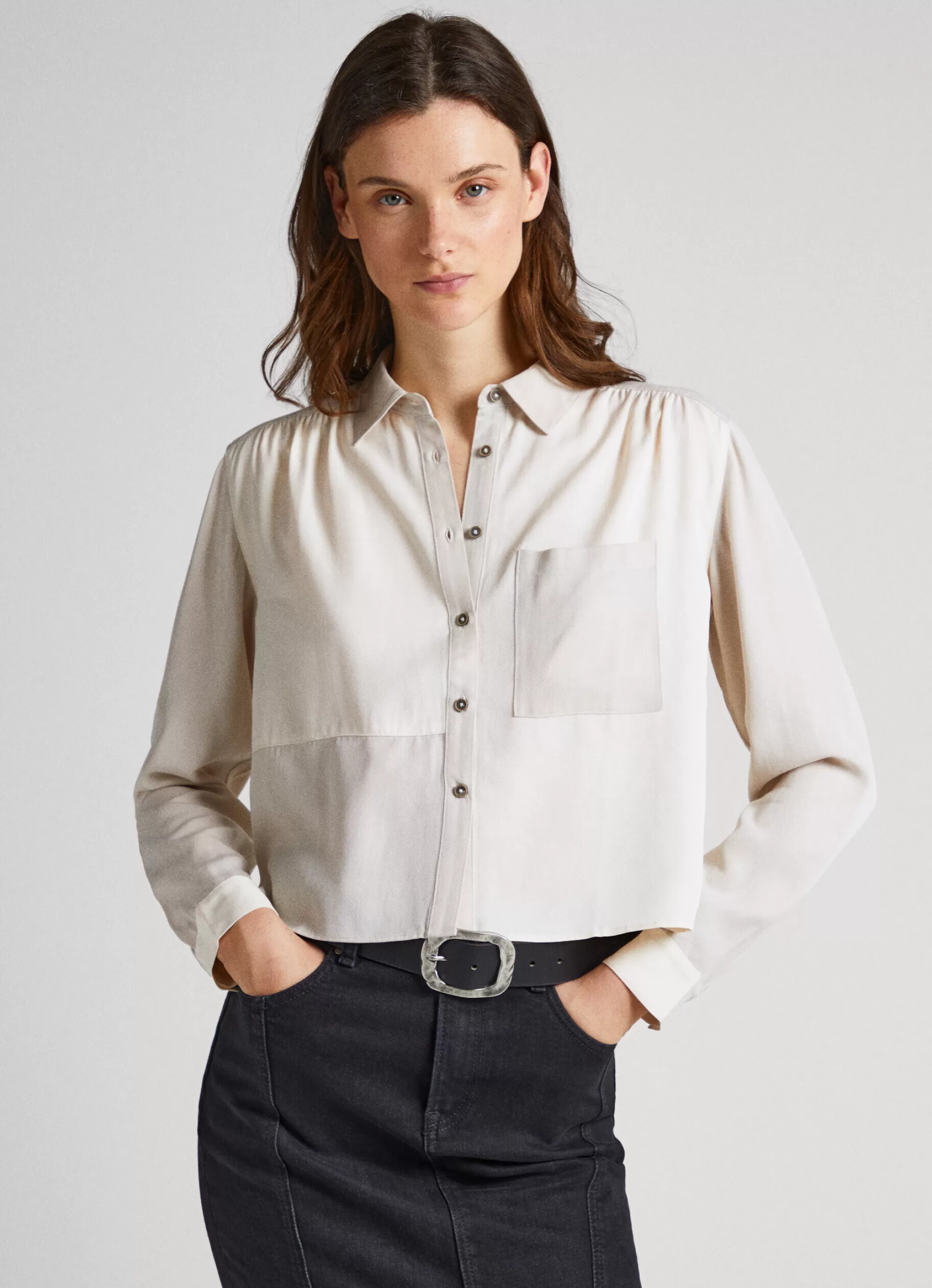 Mulher Pepe Jeans Camisas E Blusas>Camisa Com Efeito Patch