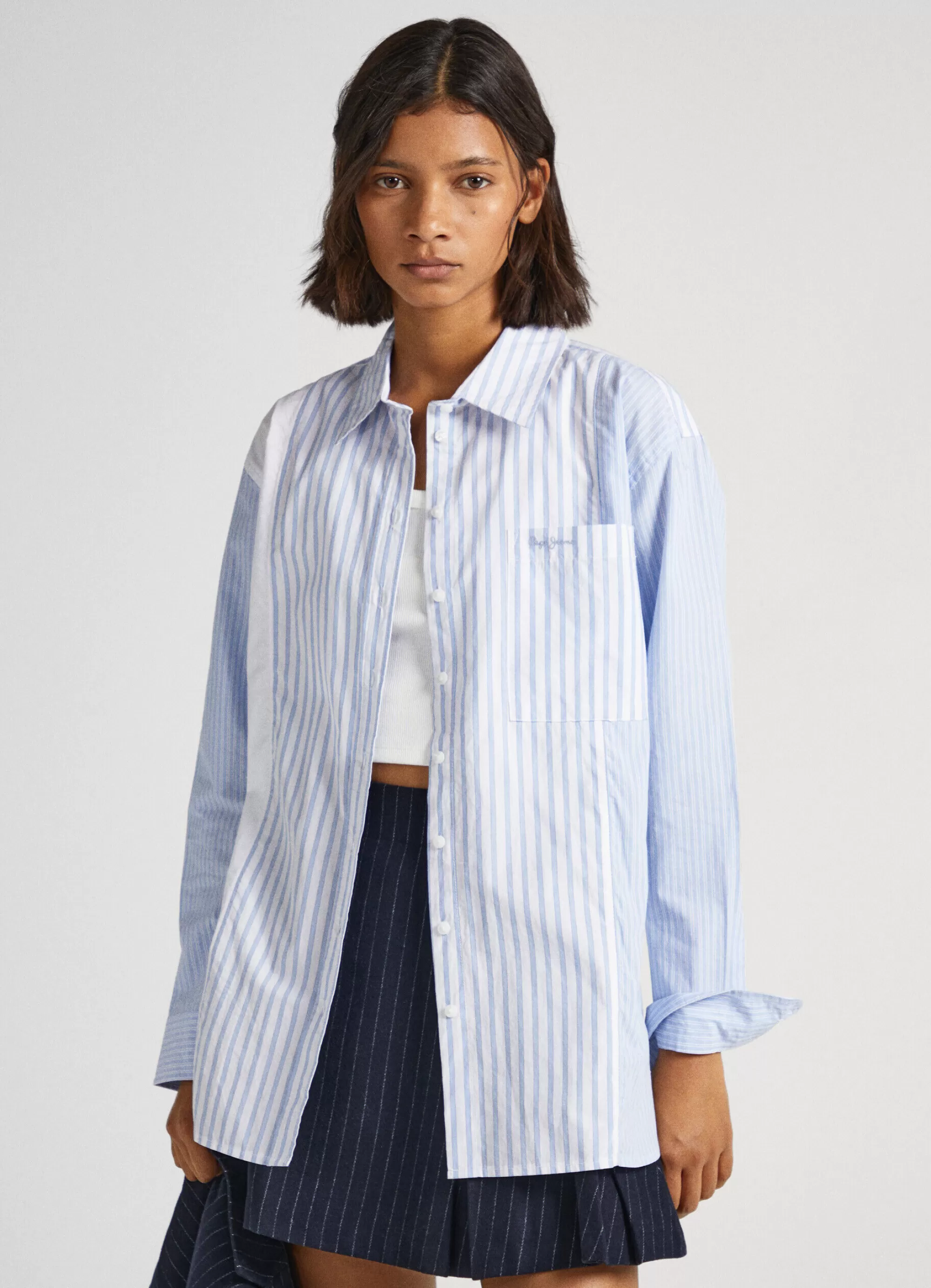 Mulher Pepe Jeans Camisas E Blusas>Camisa Comprida Popelina As Riscas