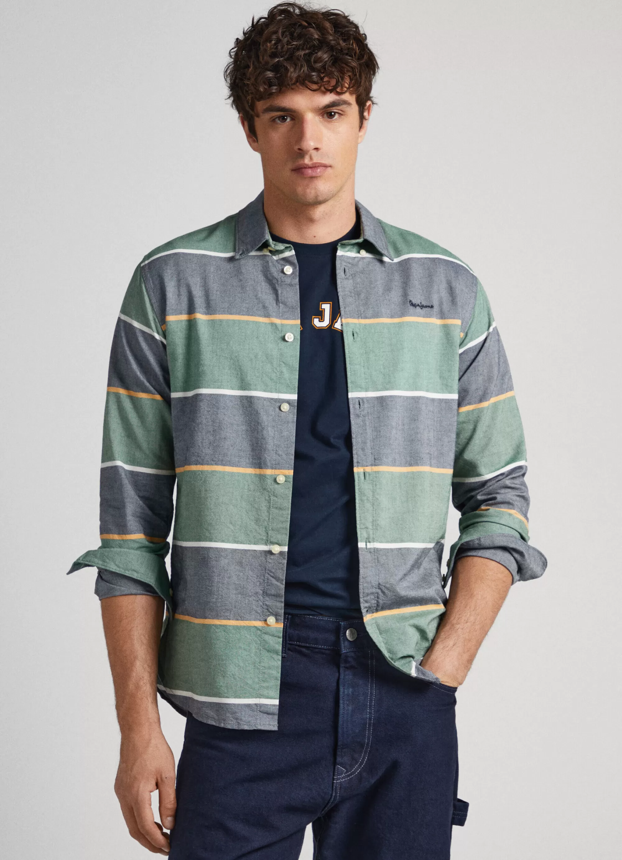 Homem Pepe Jeans Camisas>Camisa Oxford As Riscas