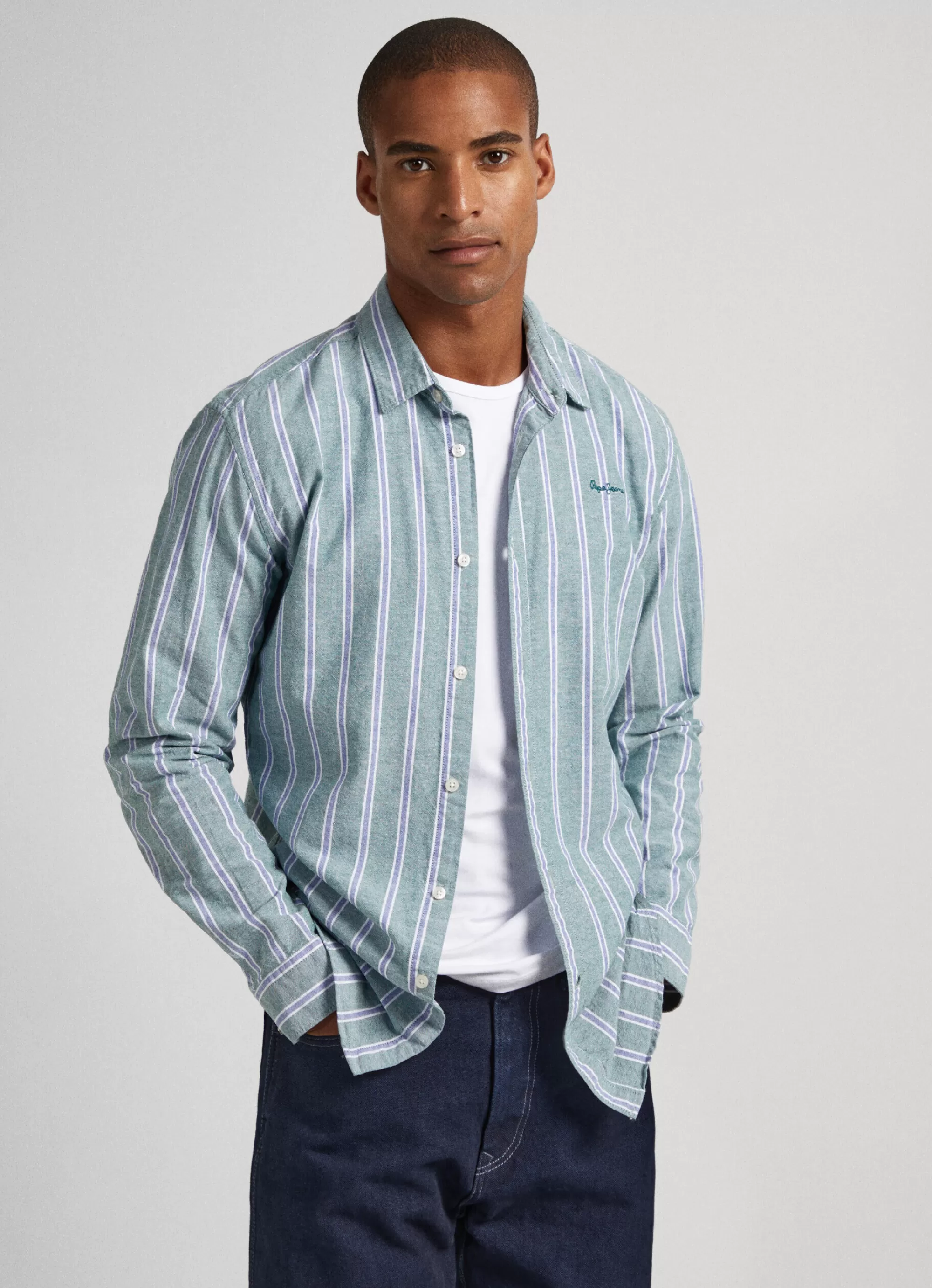 Homem Pepe Jeans Camisas>Camisa Oxford As Riscas