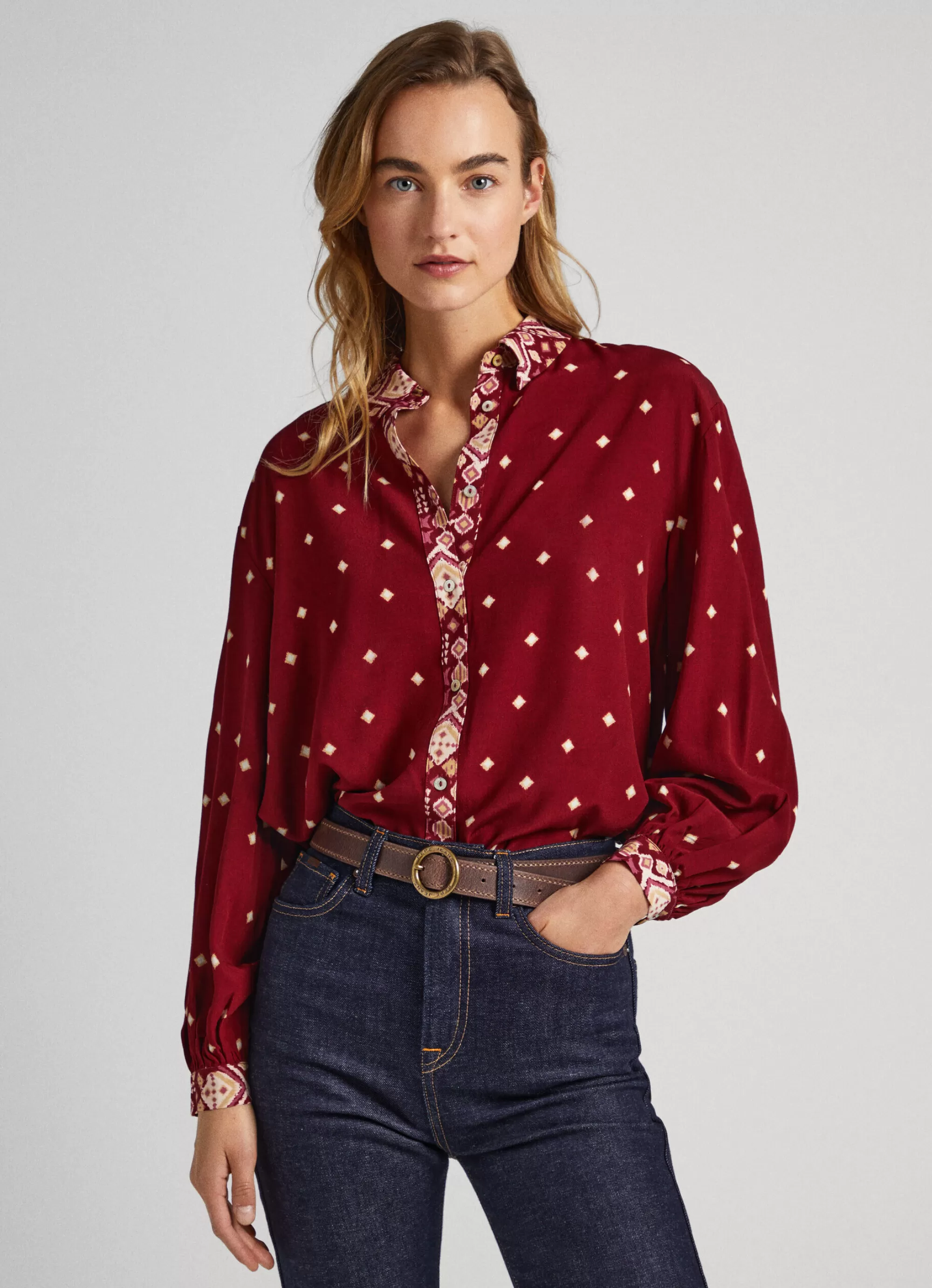 Mulher Pepe Jeans Camisas E Blusas>Camisa Padrao As Bolinhas