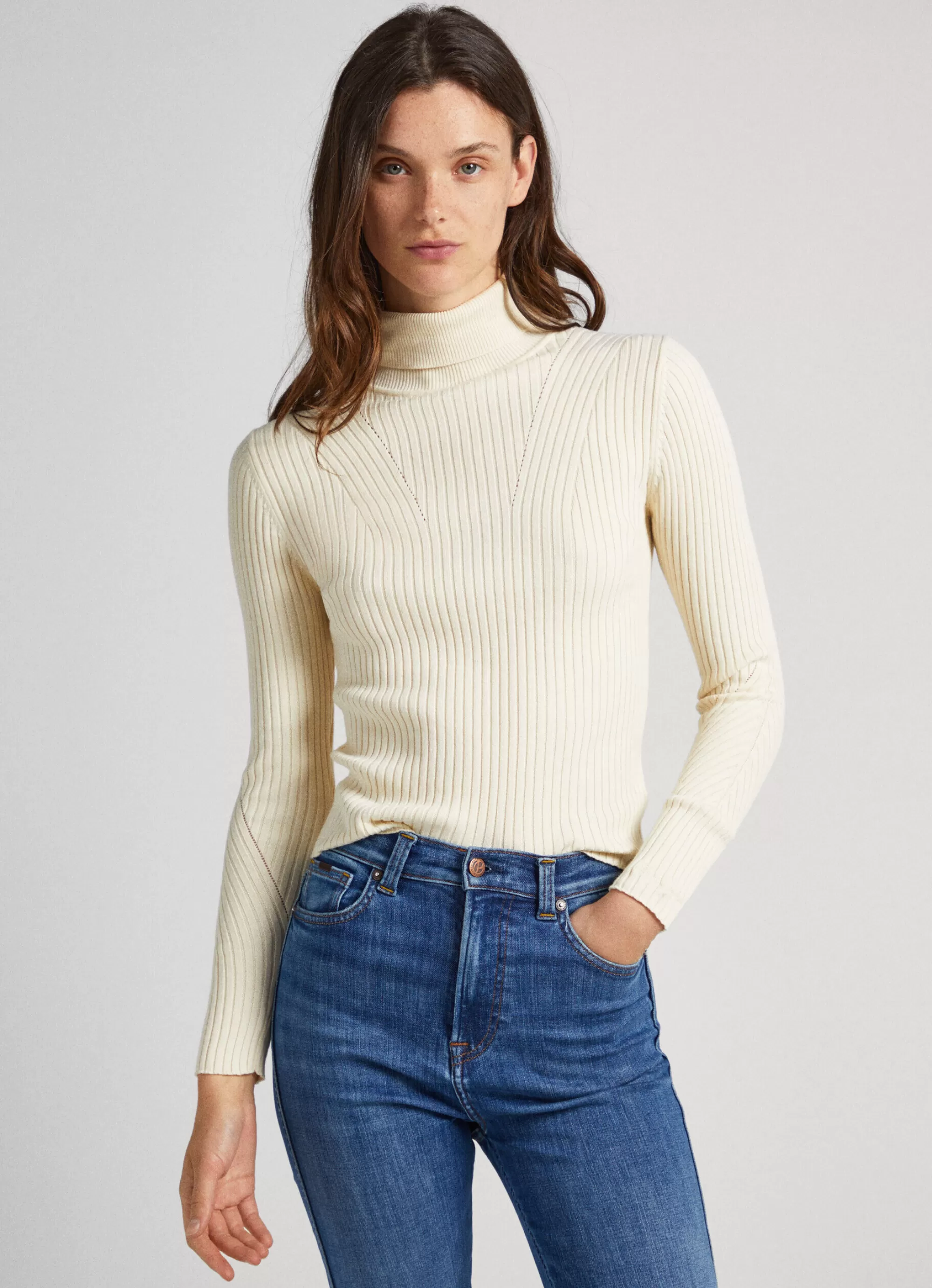 Mulher Pepe Jeans Malhas E Cardigans>Camisola De Gola Alta Canelada