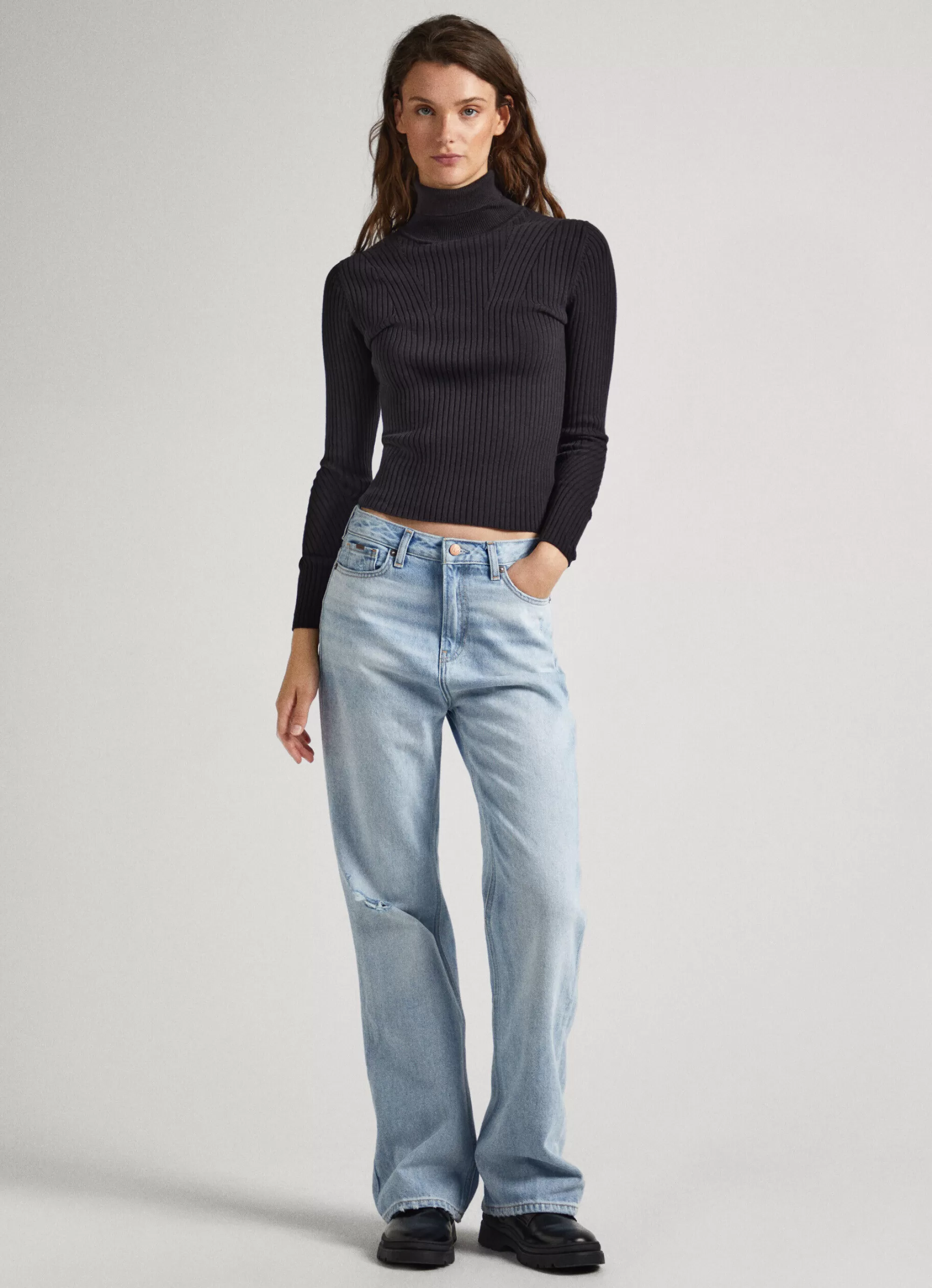 Mulher Pepe Jeans Malhas E Cardigans>Camisola De Gola Alta Canelada