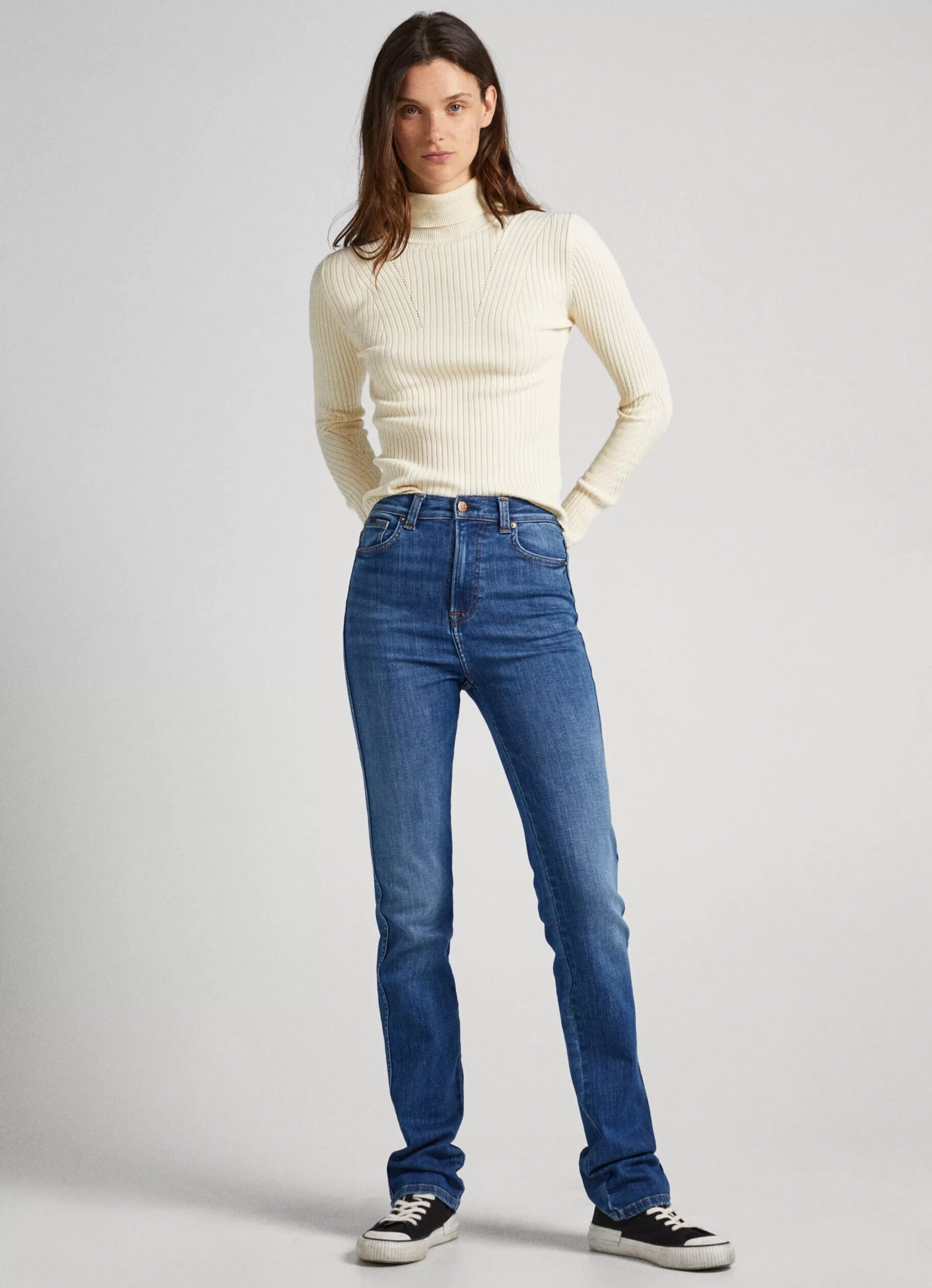 Mulher Pepe Jeans Malhas>Camisola De Gola Alta Canelada
