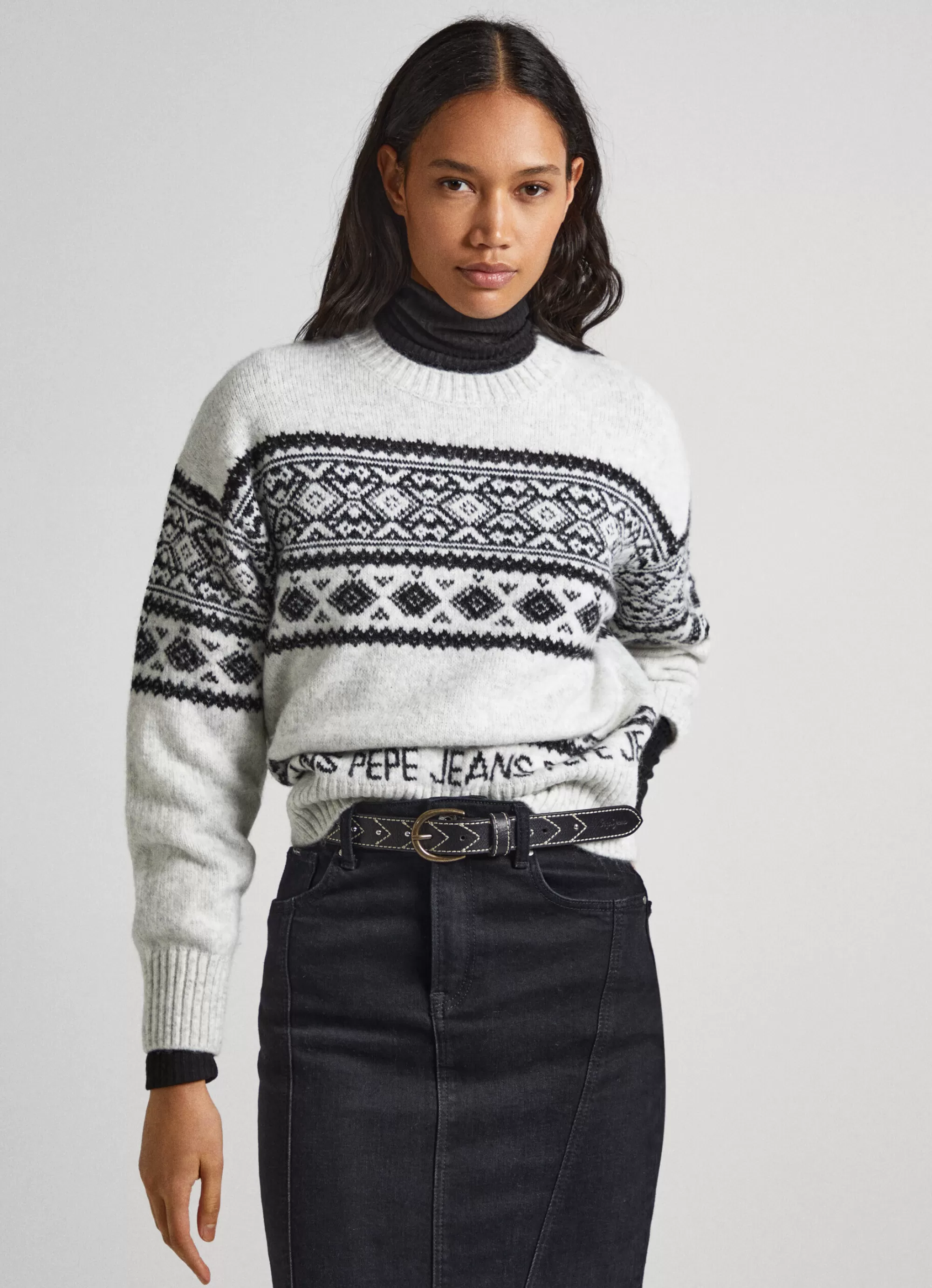 Mulher Pepe Jeans Malhas E Cardigans>Camisola Jacquard De Gola Redonda