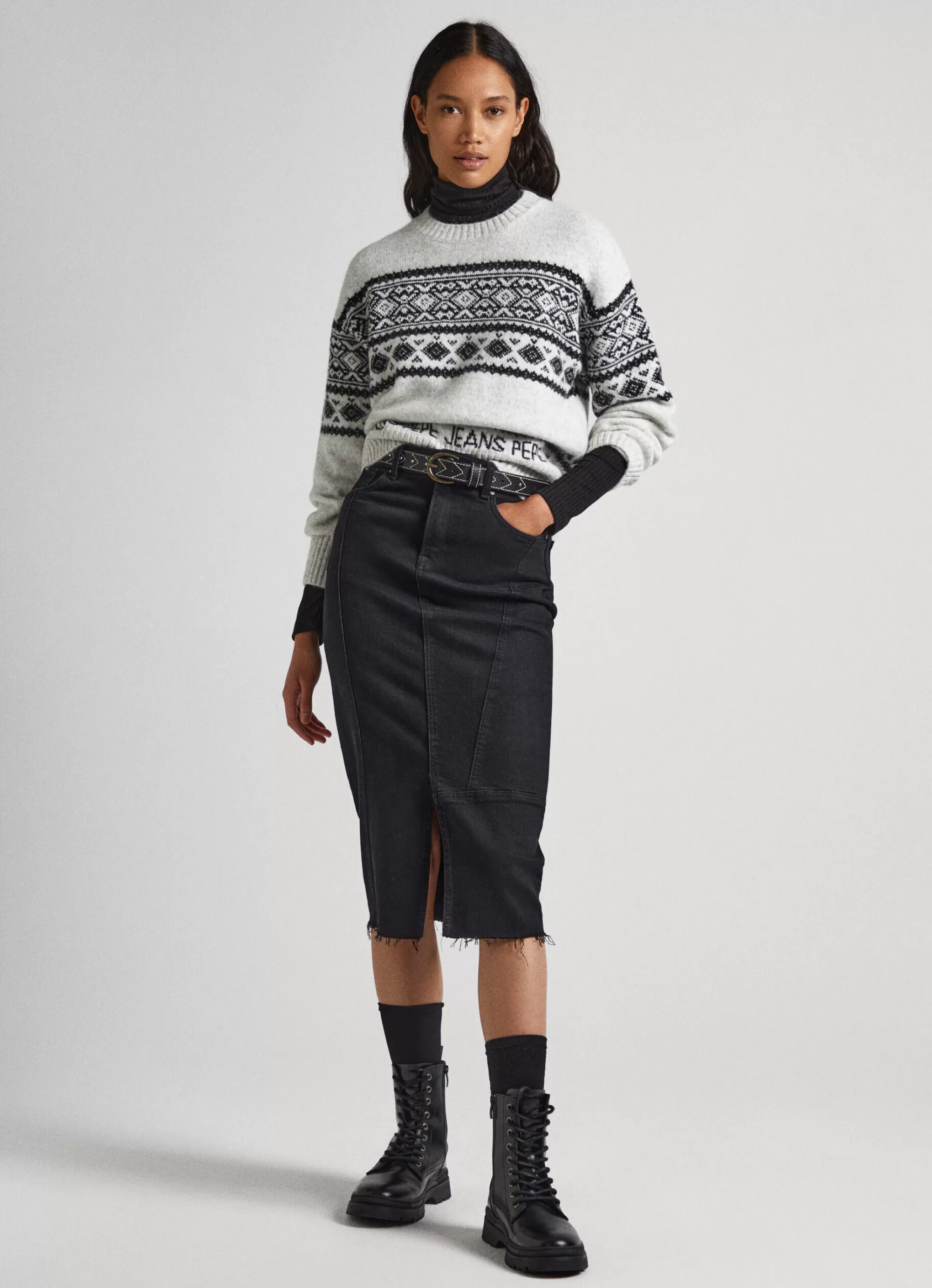 Mulher Pepe Jeans Malhas E Cardigans>Camisola Jacquard De Gola Redonda
