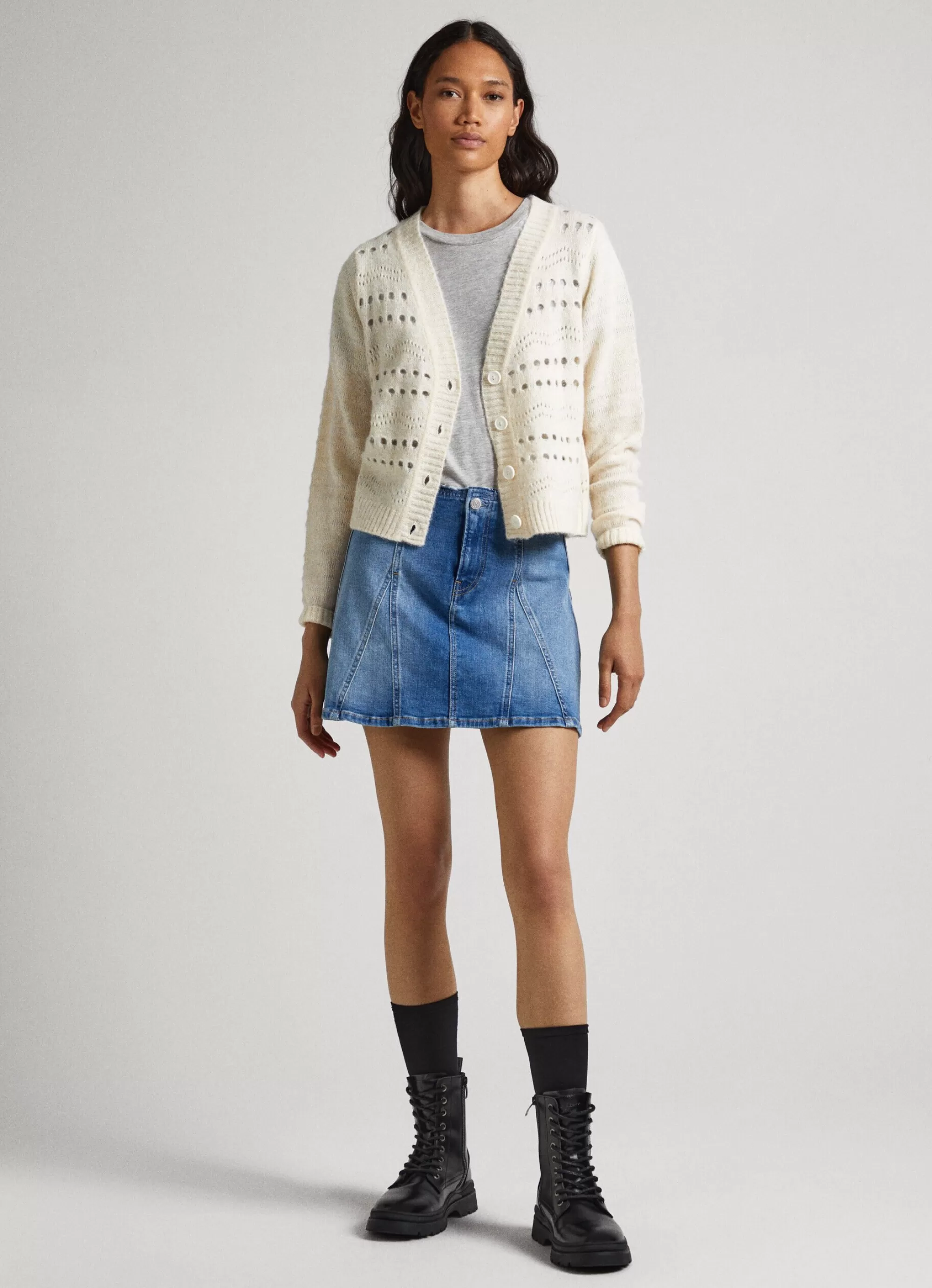 Mulher Pepe Jeans Malhas>Cardigan Com Detalhes Abertos