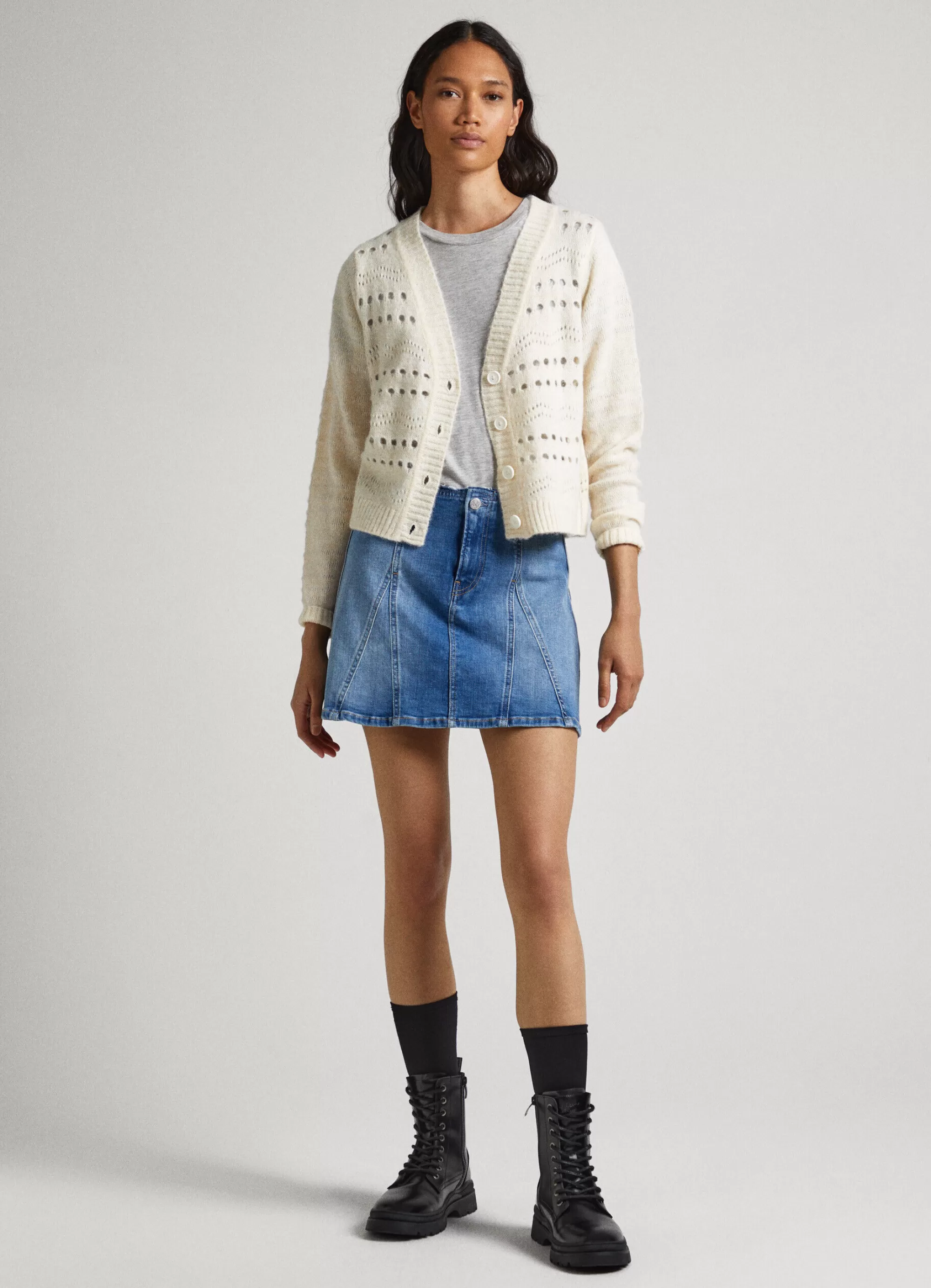 Mulher Pepe Jeans Malhas E Cardigans>Cardigan Com Detalhes Abertos