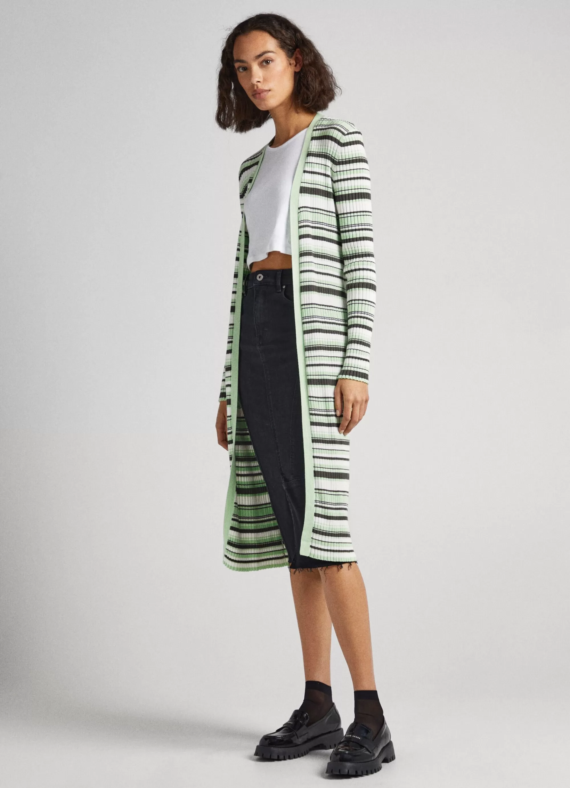 Mulher Pepe Jeans Malhas>Cardigan Comprido As Riscas