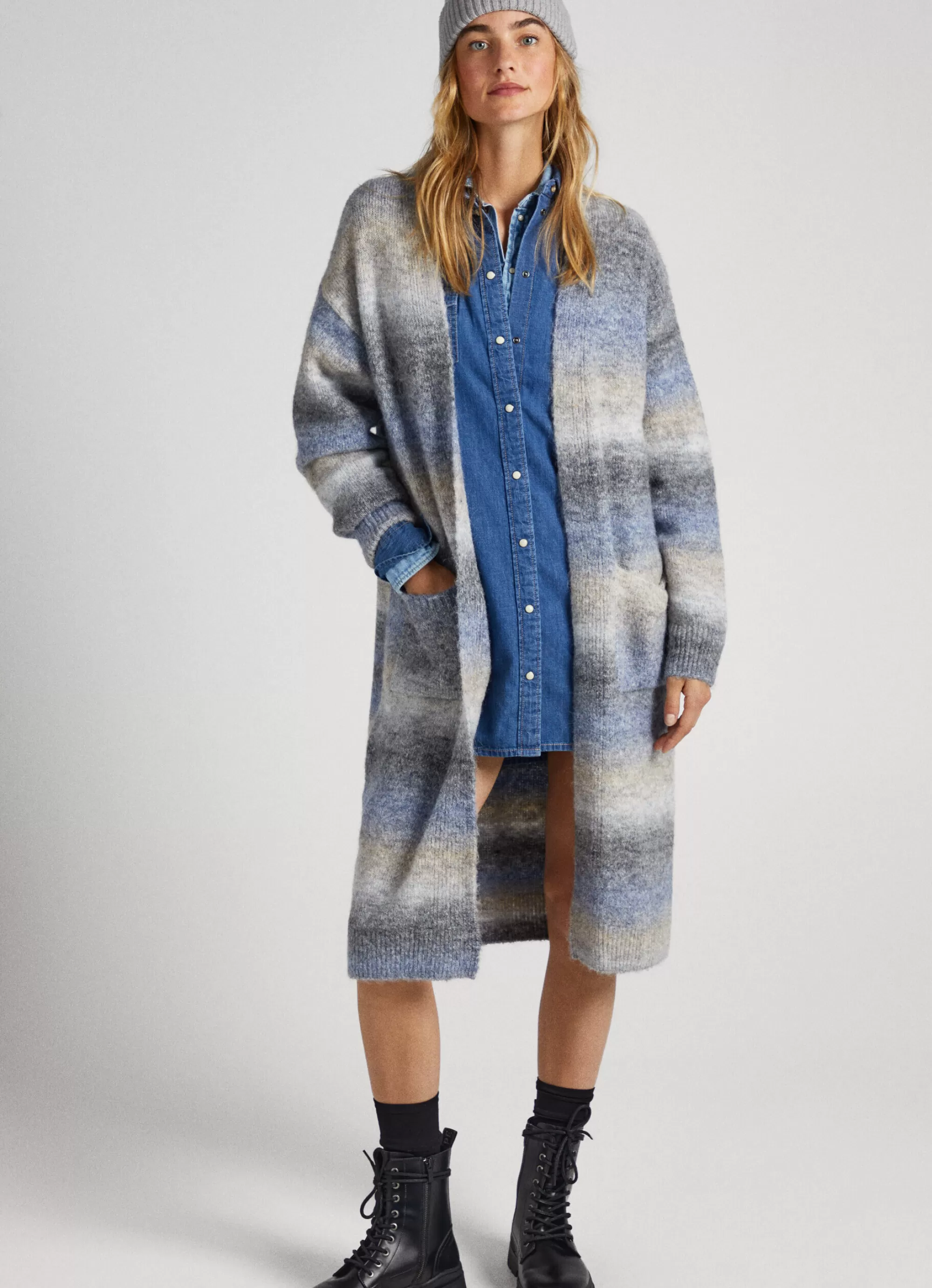 Mulher Pepe Jeans Malhas E Cardigans>Cardigan Melange As Riscas