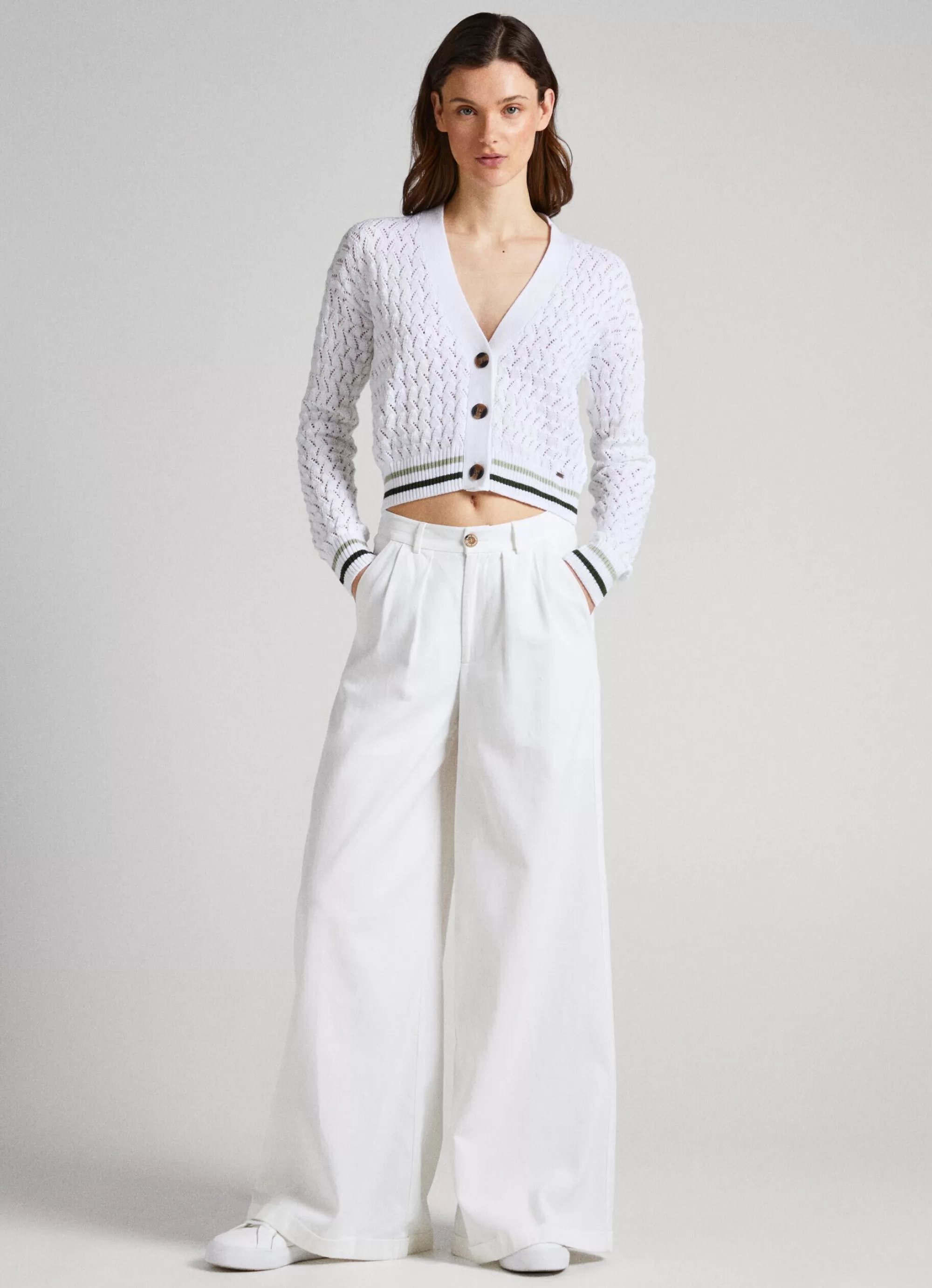 Mulher Pepe Jeans Malhas>Cardigan Openwork Diamonds