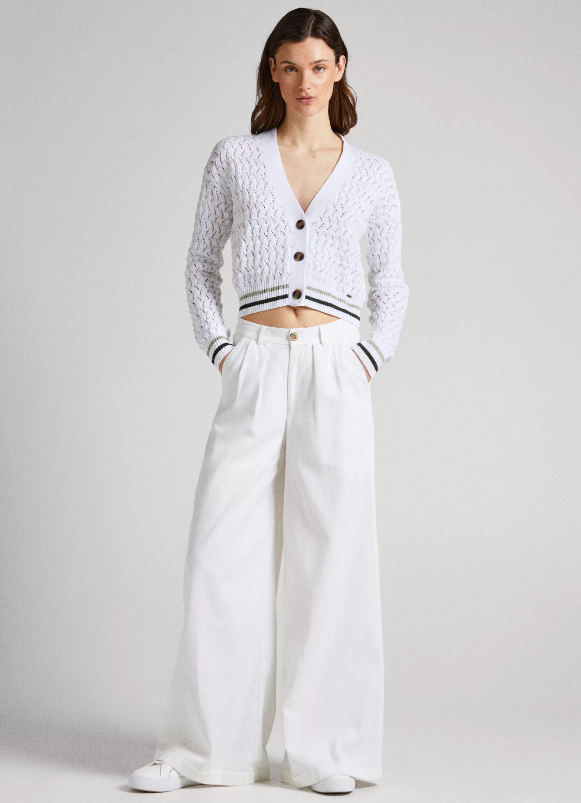 Mulher Pepe Jeans Malhas E Cardigans>Cardigan Openwork Diamonds
