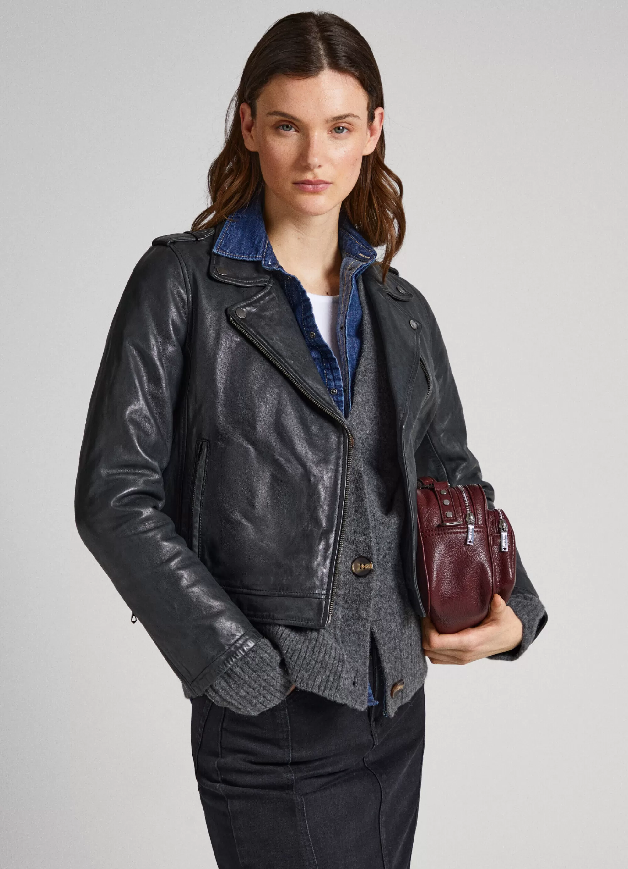 Mulher Pepe Jeans Casaco E Jaquetas>Casaco Biker De Couro