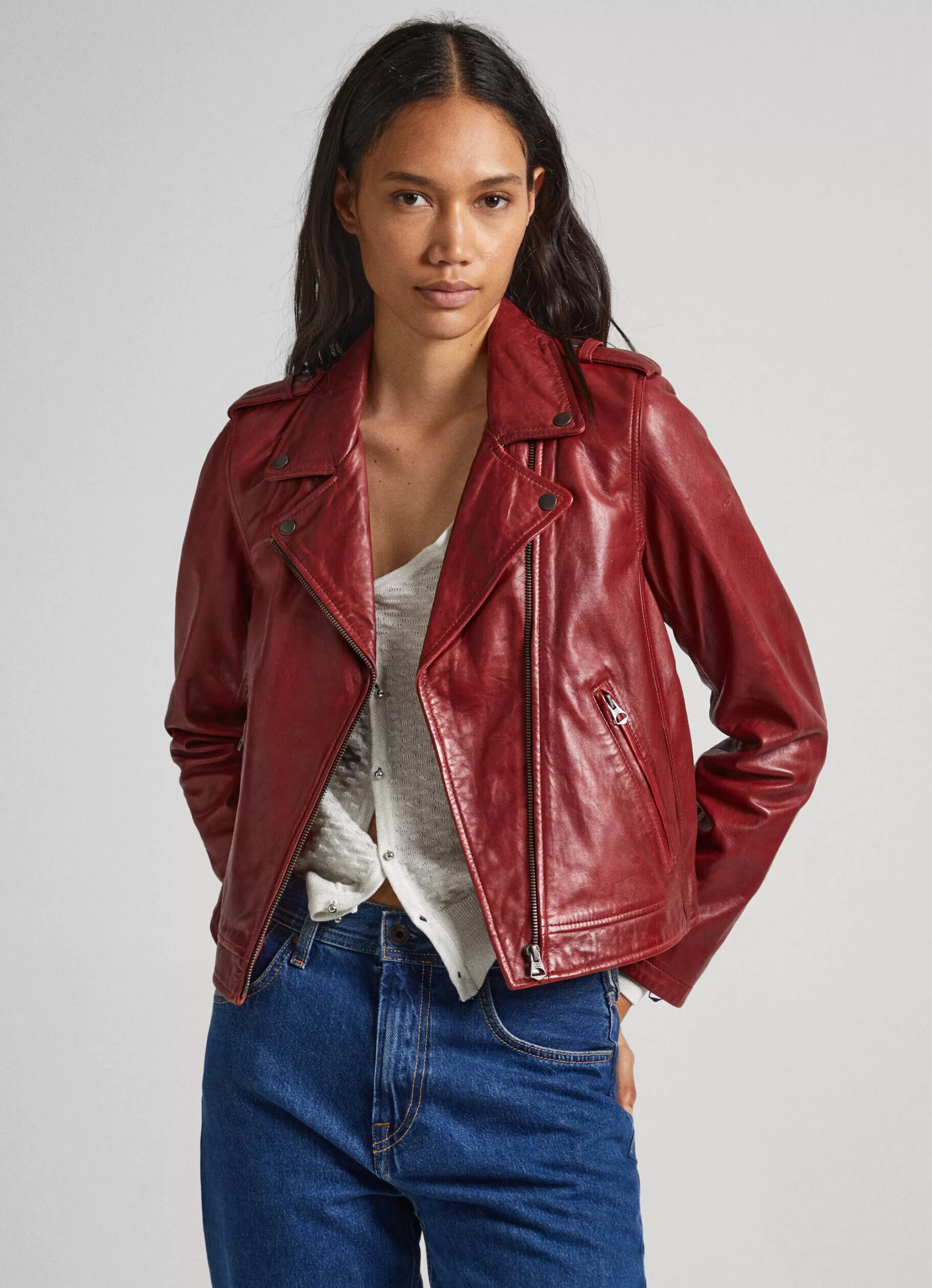 Mulher Pepe Jeans Casaco E Jaquetas>Casaco Biker De Couro
