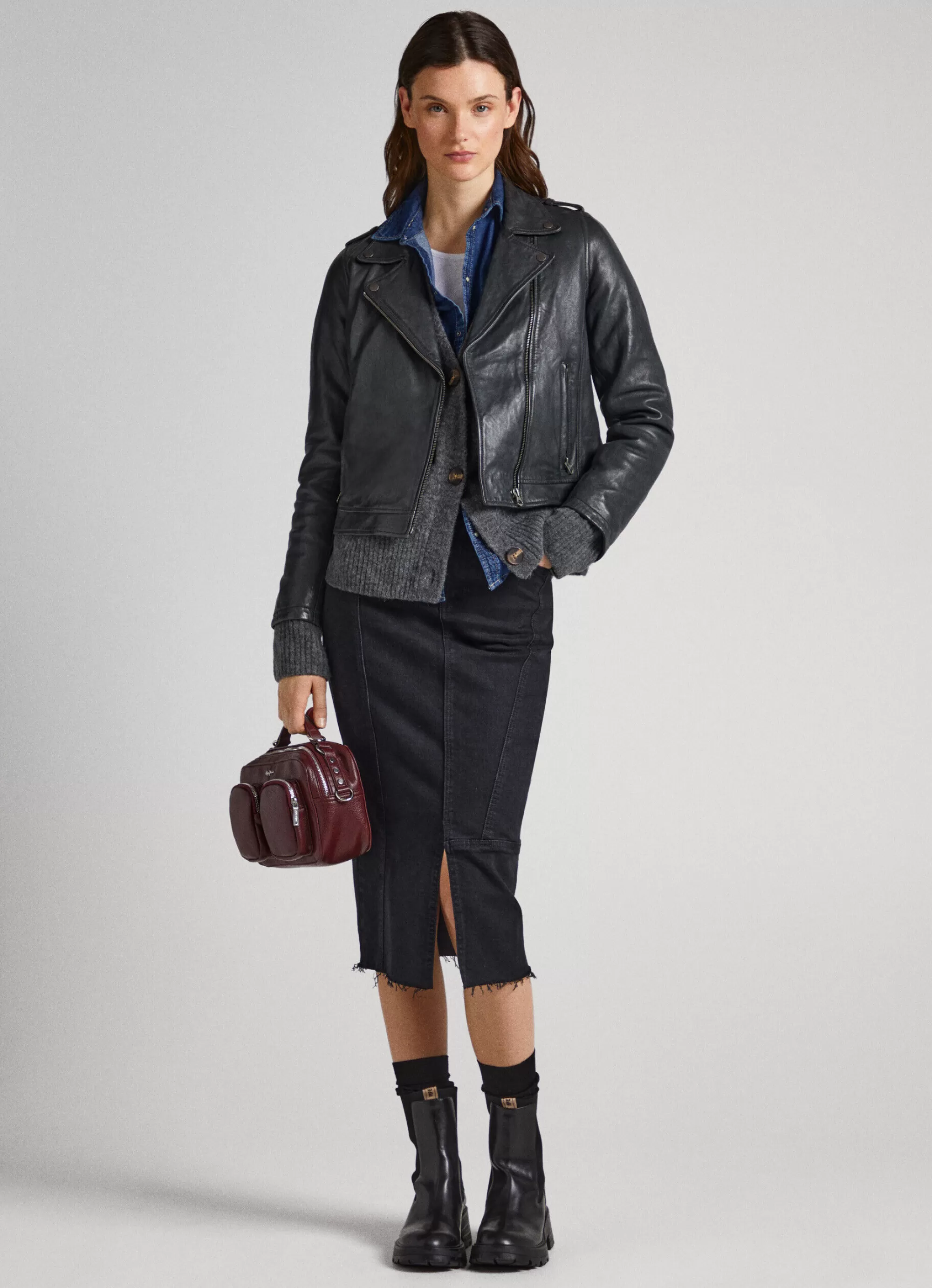 Mulher Pepe Jeans Casaco E Jaquetas>Casaco Biker De Couro