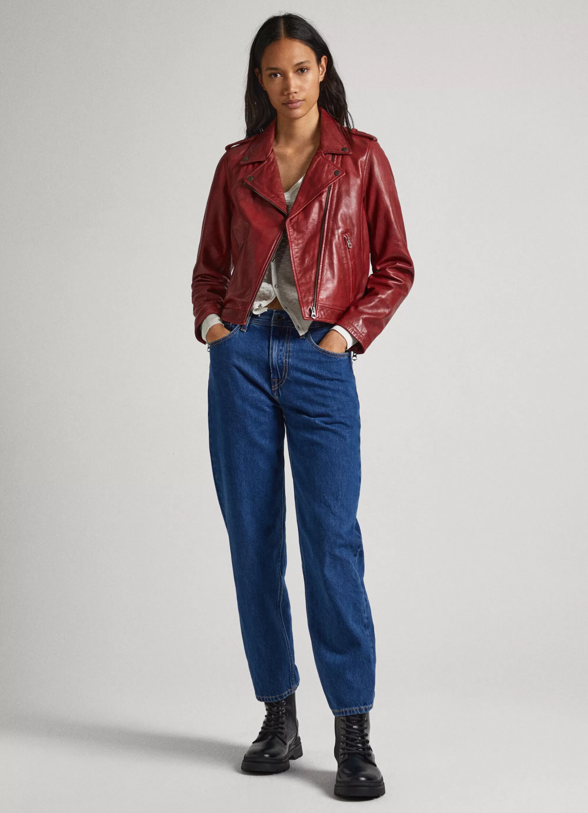 Mulher Pepe Jeans Casaco E Jaquetas>Casaco Biker De Couro