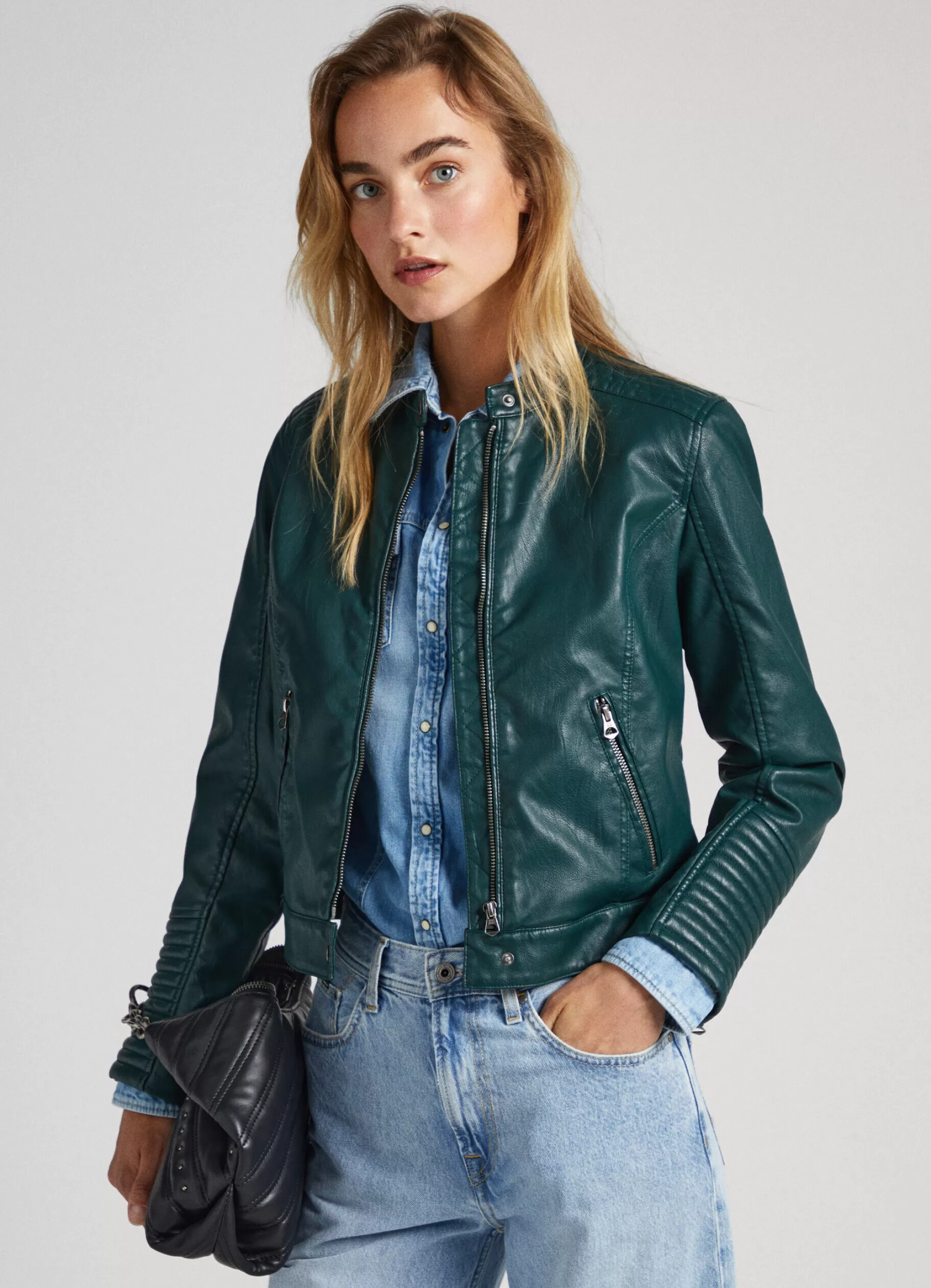 Mulher Pepe Jeans Casaco E Jaquetas>Casaco Biker Ombros Acolchoados