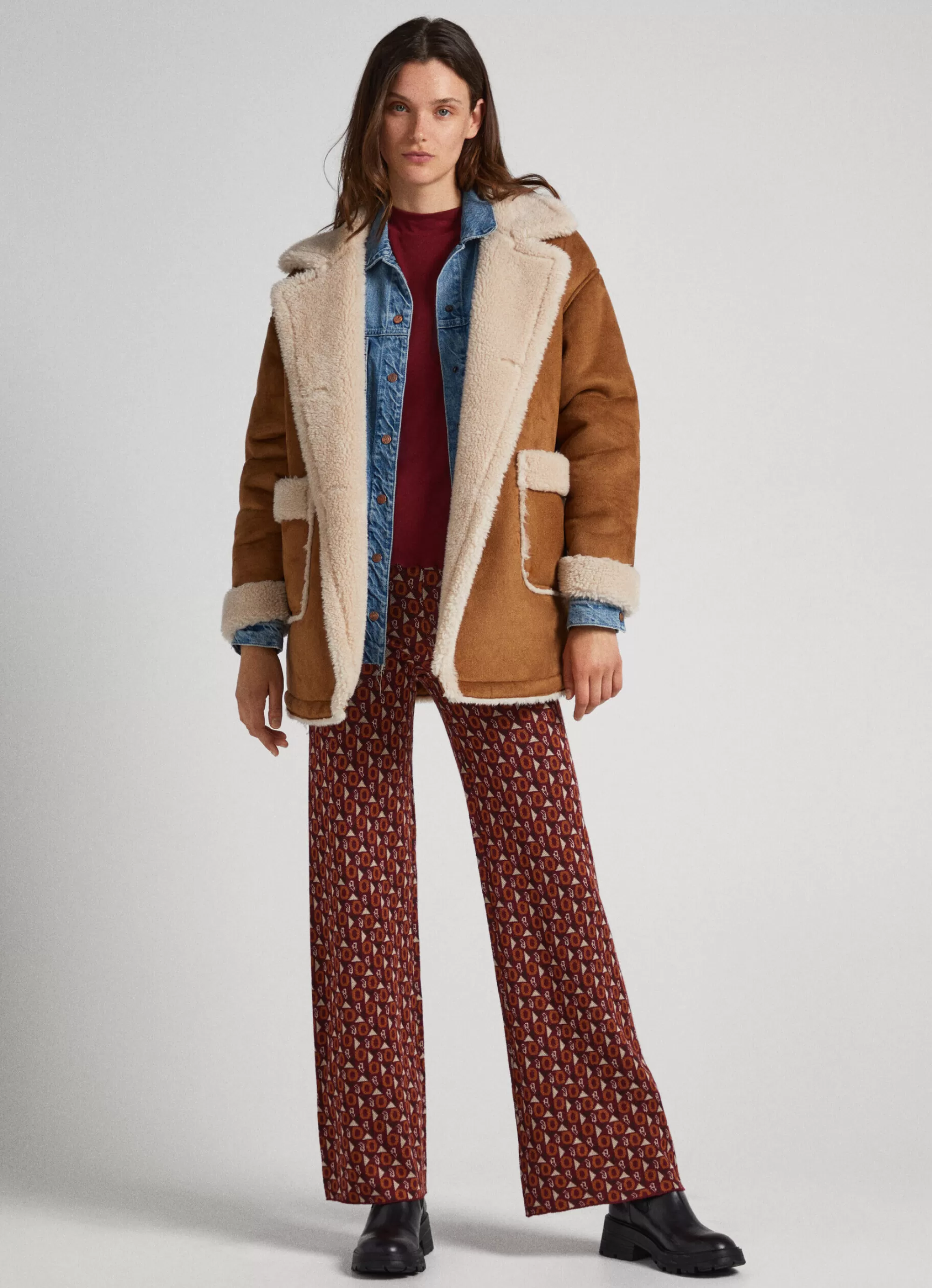 Mulher Pepe Jeans Casaco E Jaquetas>Casaco Camurca Com Forro Borrego