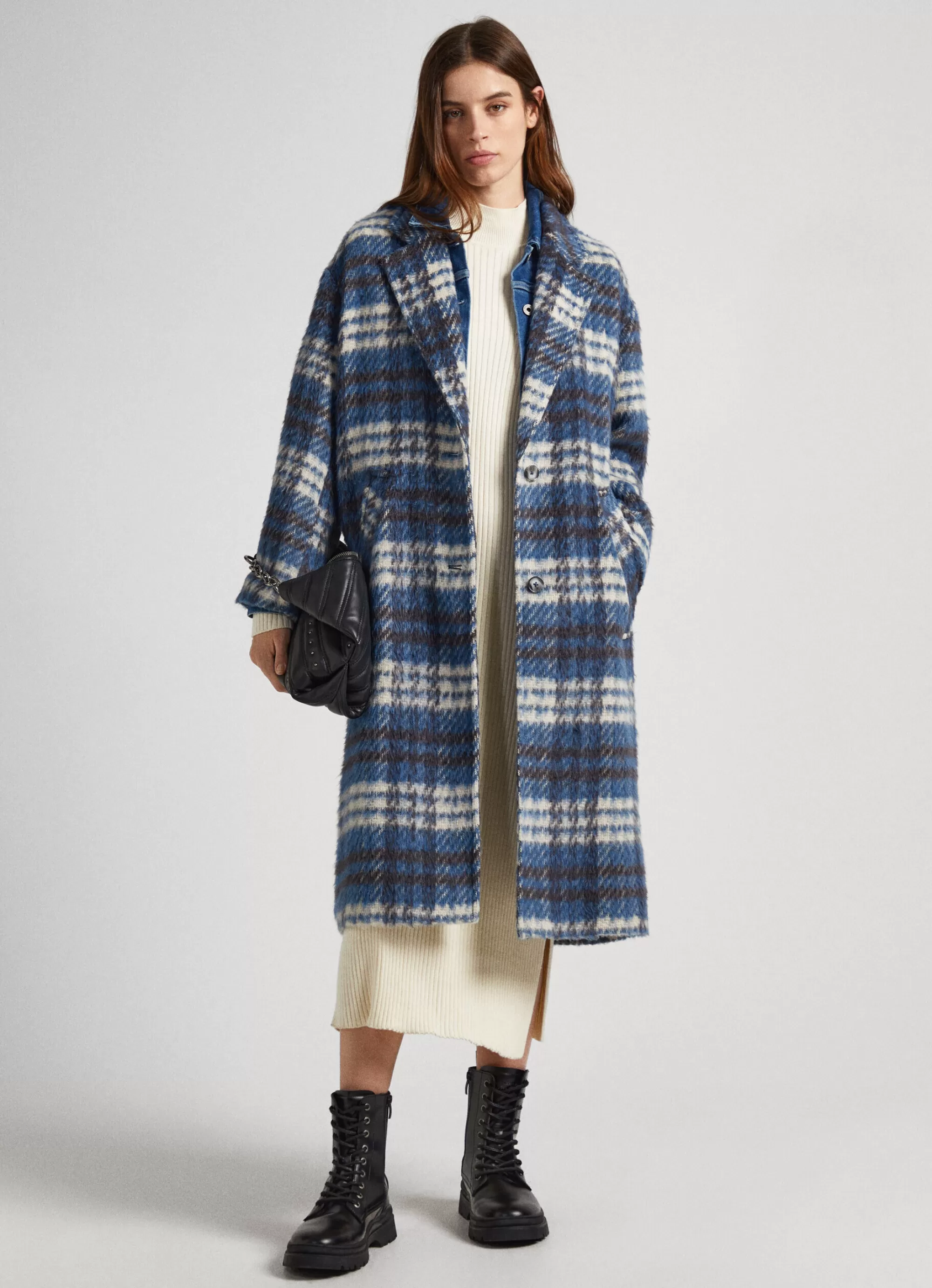 Mulher Pepe Jeans Casaco E Jaquetas>Casaco Comprido De La Xadrez