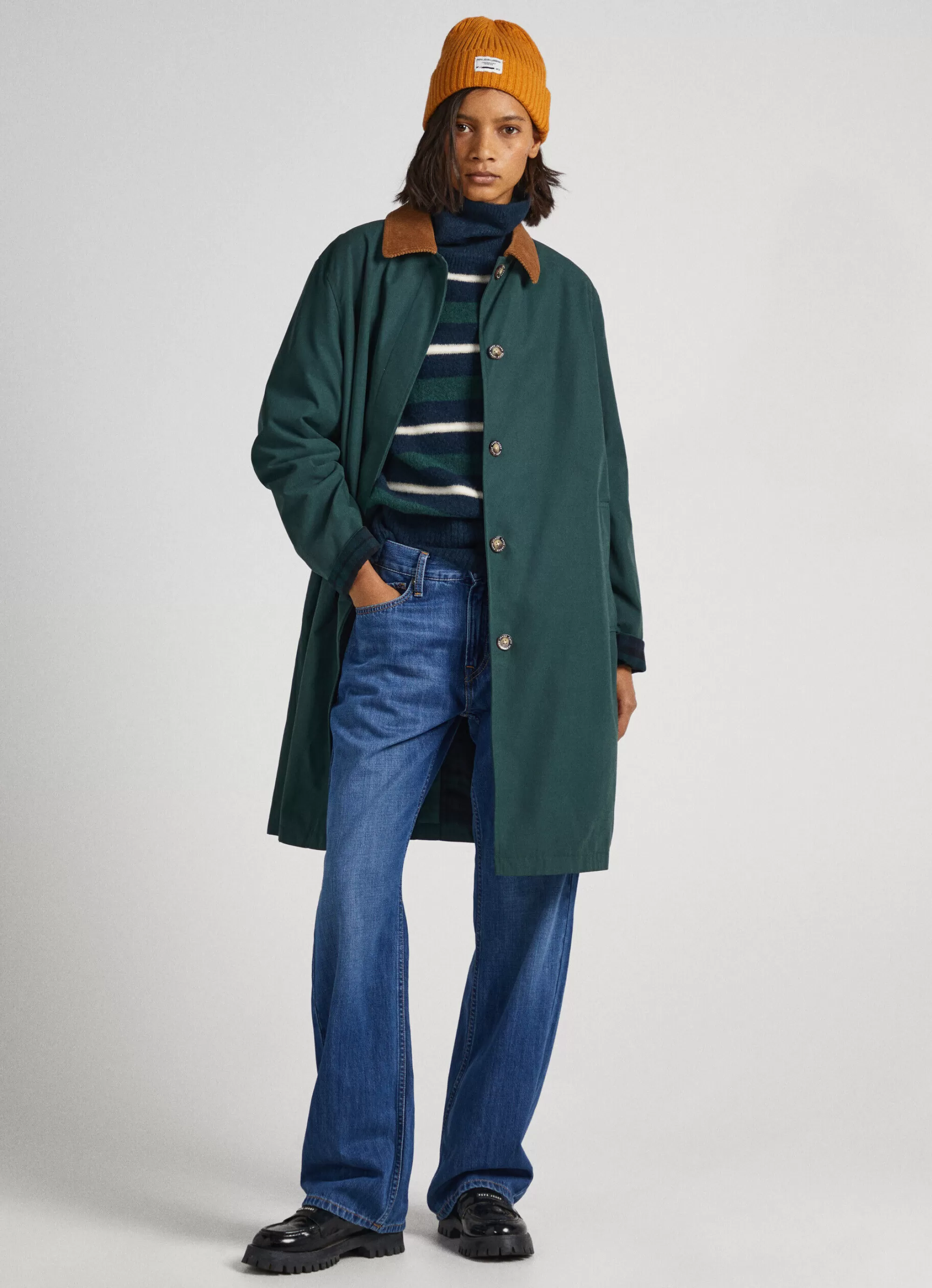 Mulher Pepe Jeans Casaco E Jaquetas>Casaco Comprido Gola De Veludo