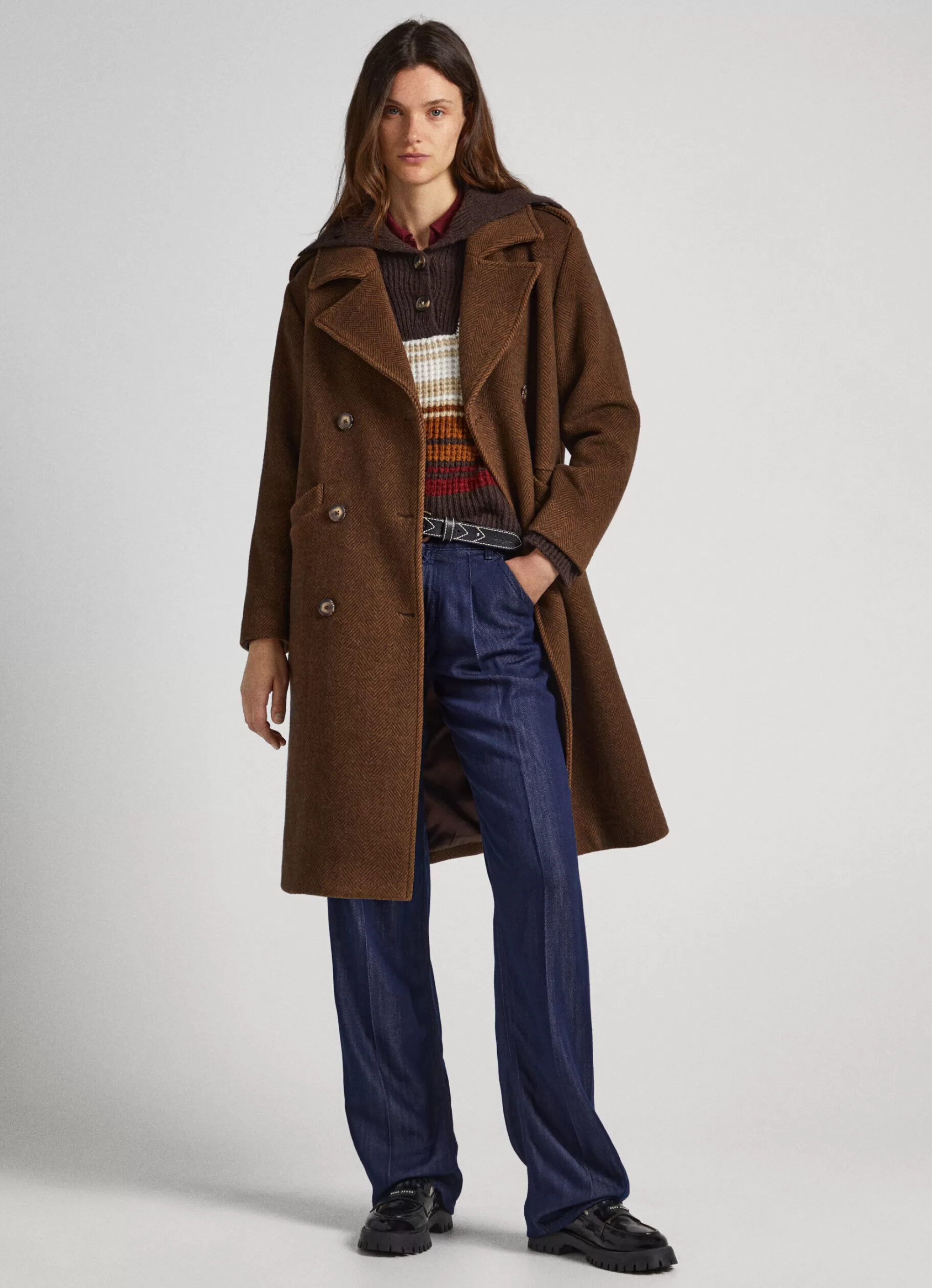 Mulher Pepe Jeans Casaco E Jaquetas>Casaco De La Padrao Espinha De Peixe