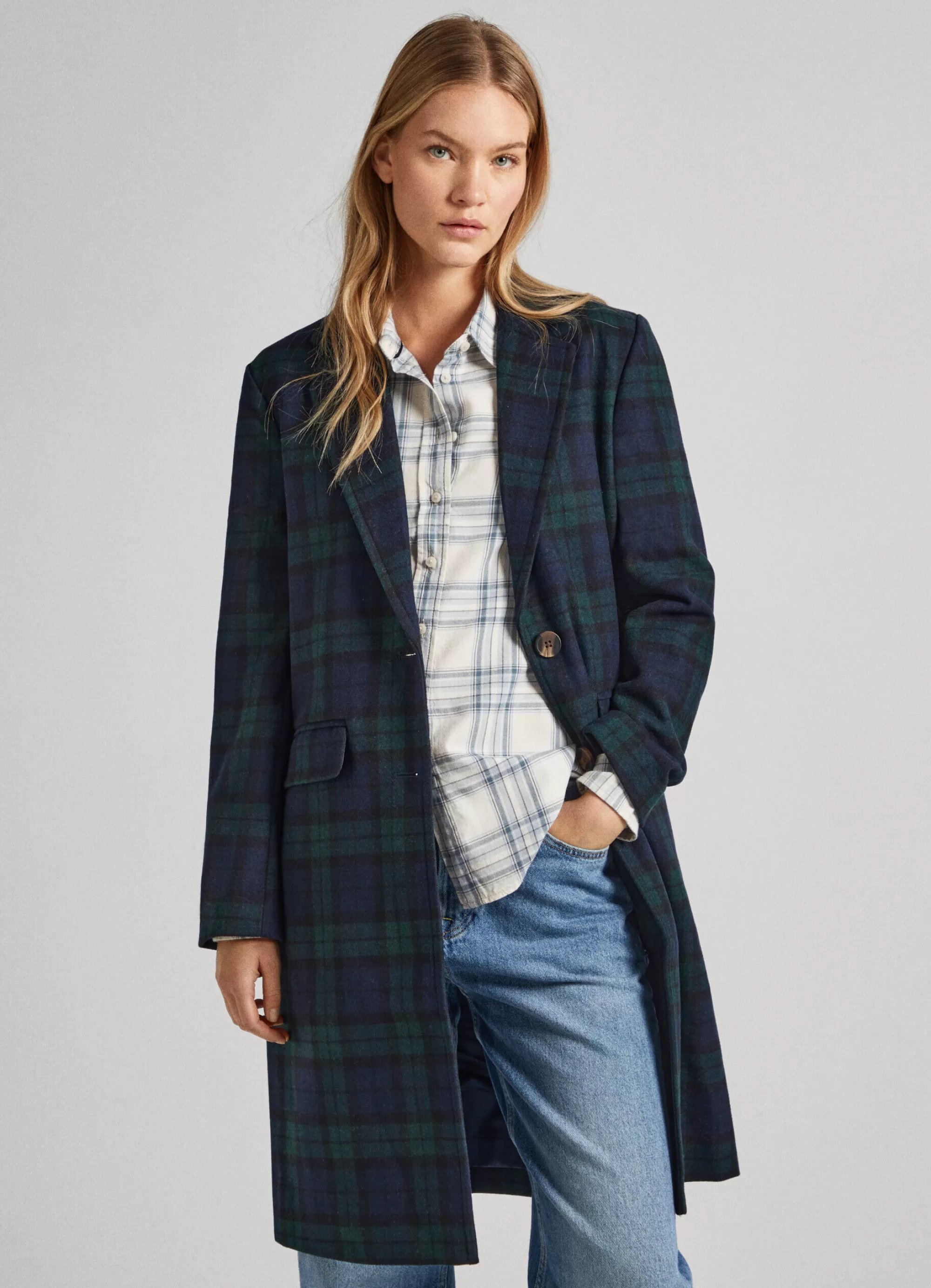 Mulher Pepe Jeans Casaco E Jaquetas>Casaco De La Xadrez Escoces