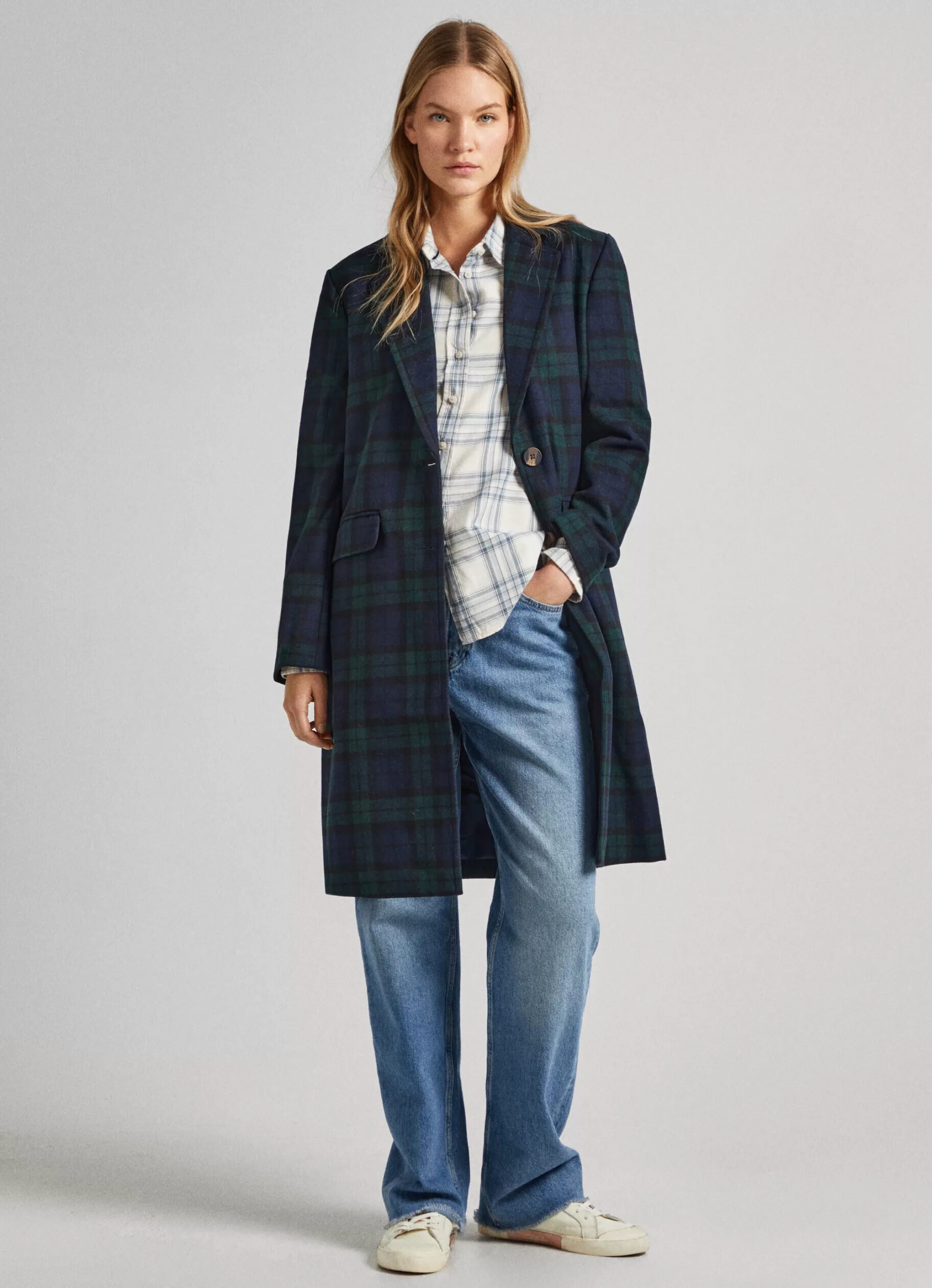 Mulher Pepe Jeans Casaco E Jaquetas>Casaco De La Xadrez Escoces
