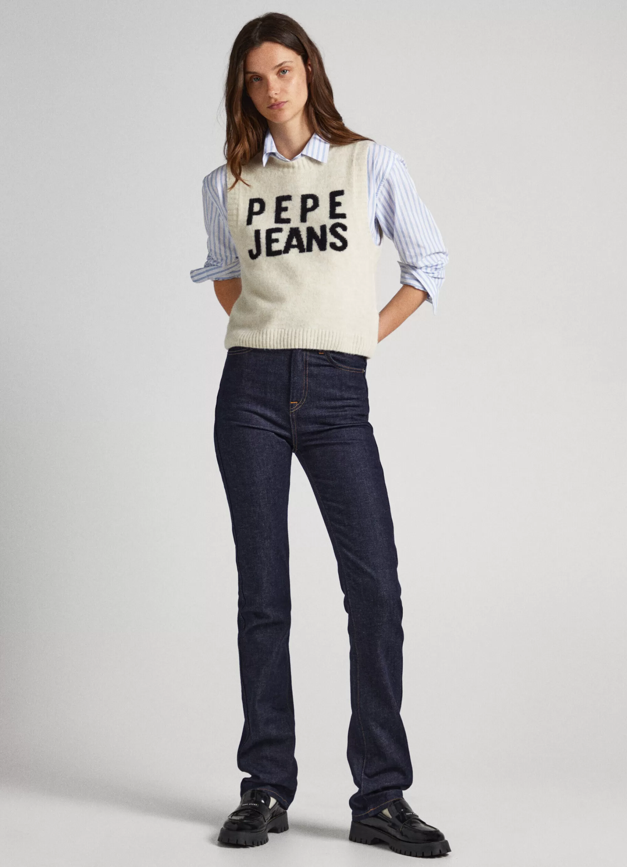 Mulher Pepe Jeans Malhas E Cardigans>Colete De Malha Logo Estampado