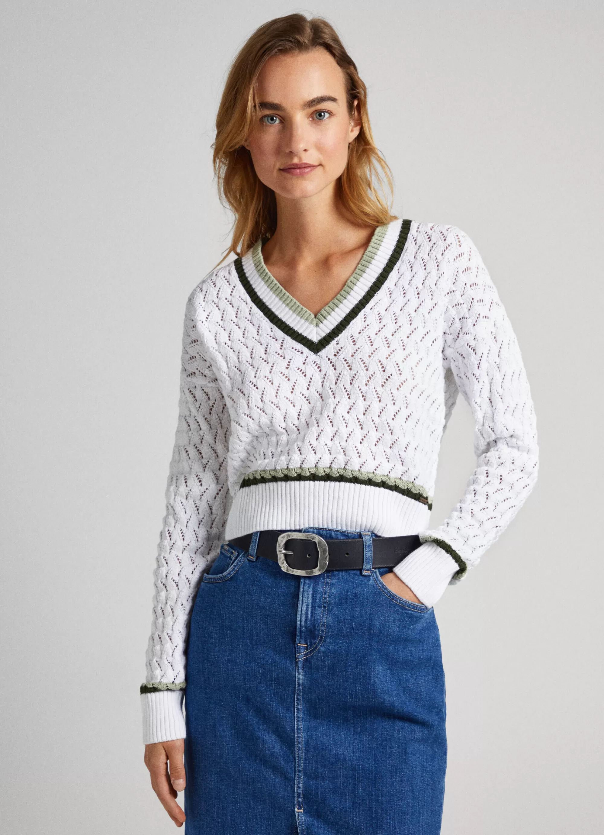 Mulher Pepe Jeans Malhas E Cardigans>Sweater Diamonds Openwork