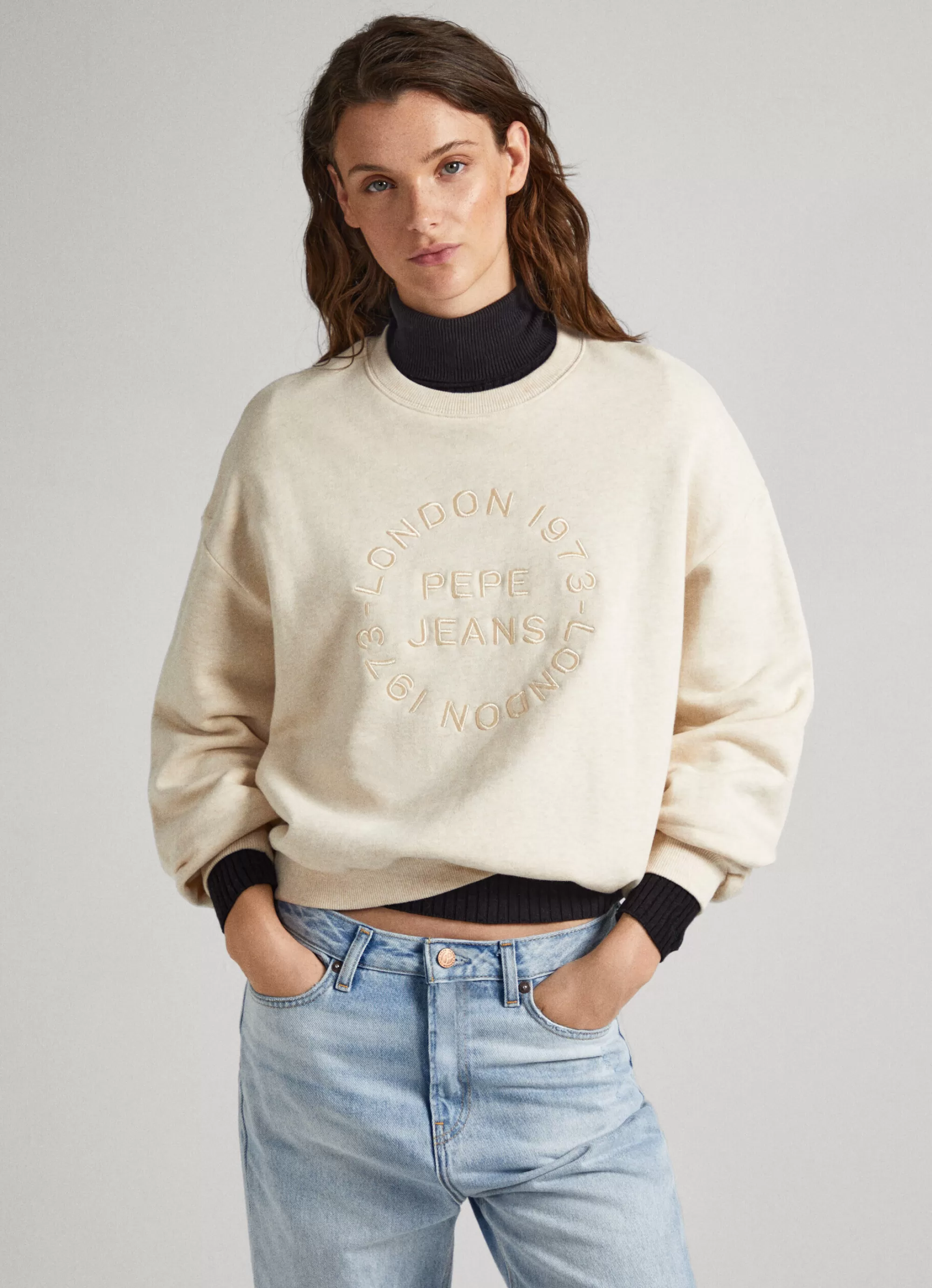 Mulher Pepe Jeans Sweatshirts>Sweatshirt Logo Estampado Bordado