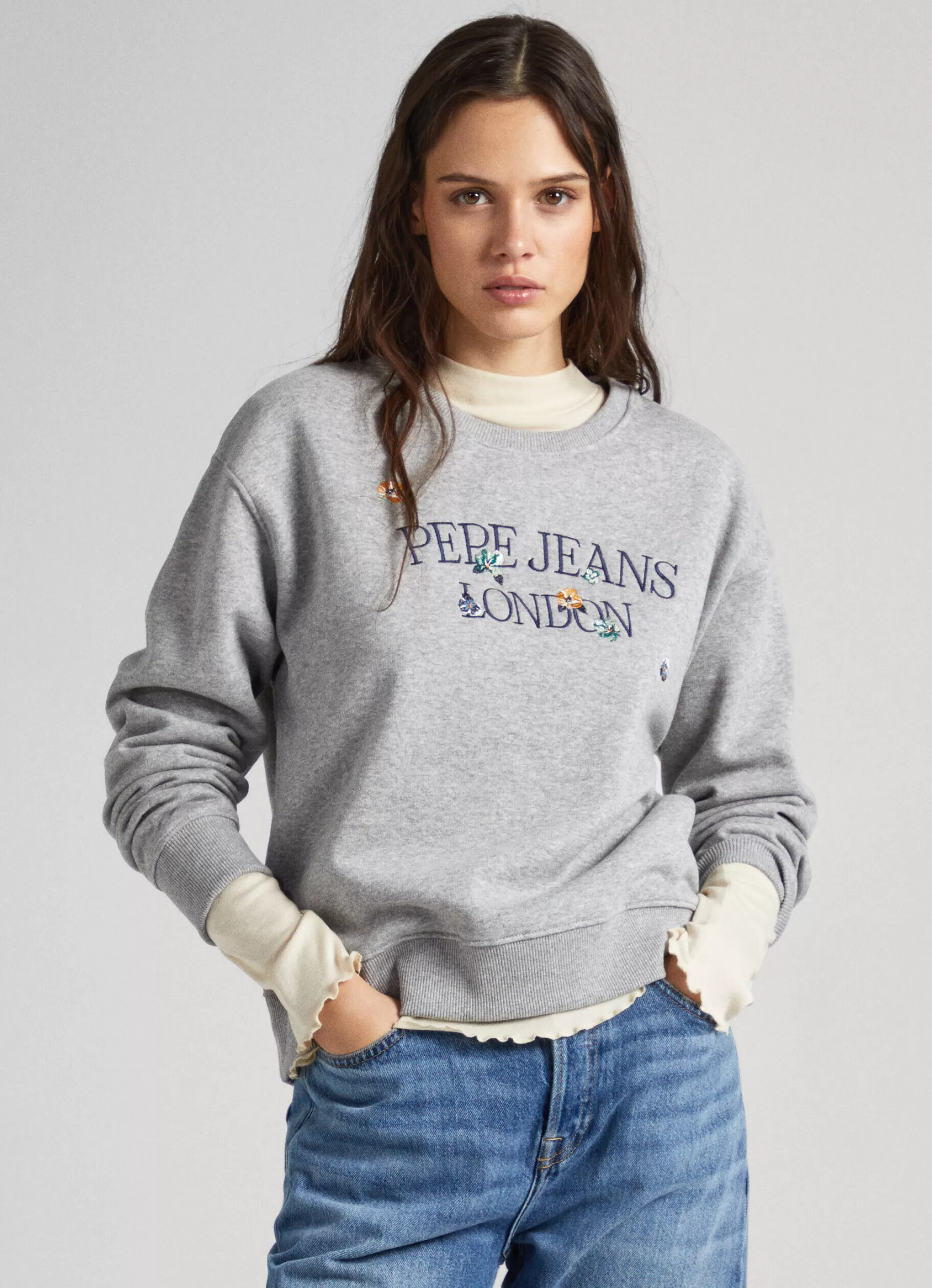 Mulher Pepe Jeans Sweatshirts>Sweatshirt Logo Estampado Bordado