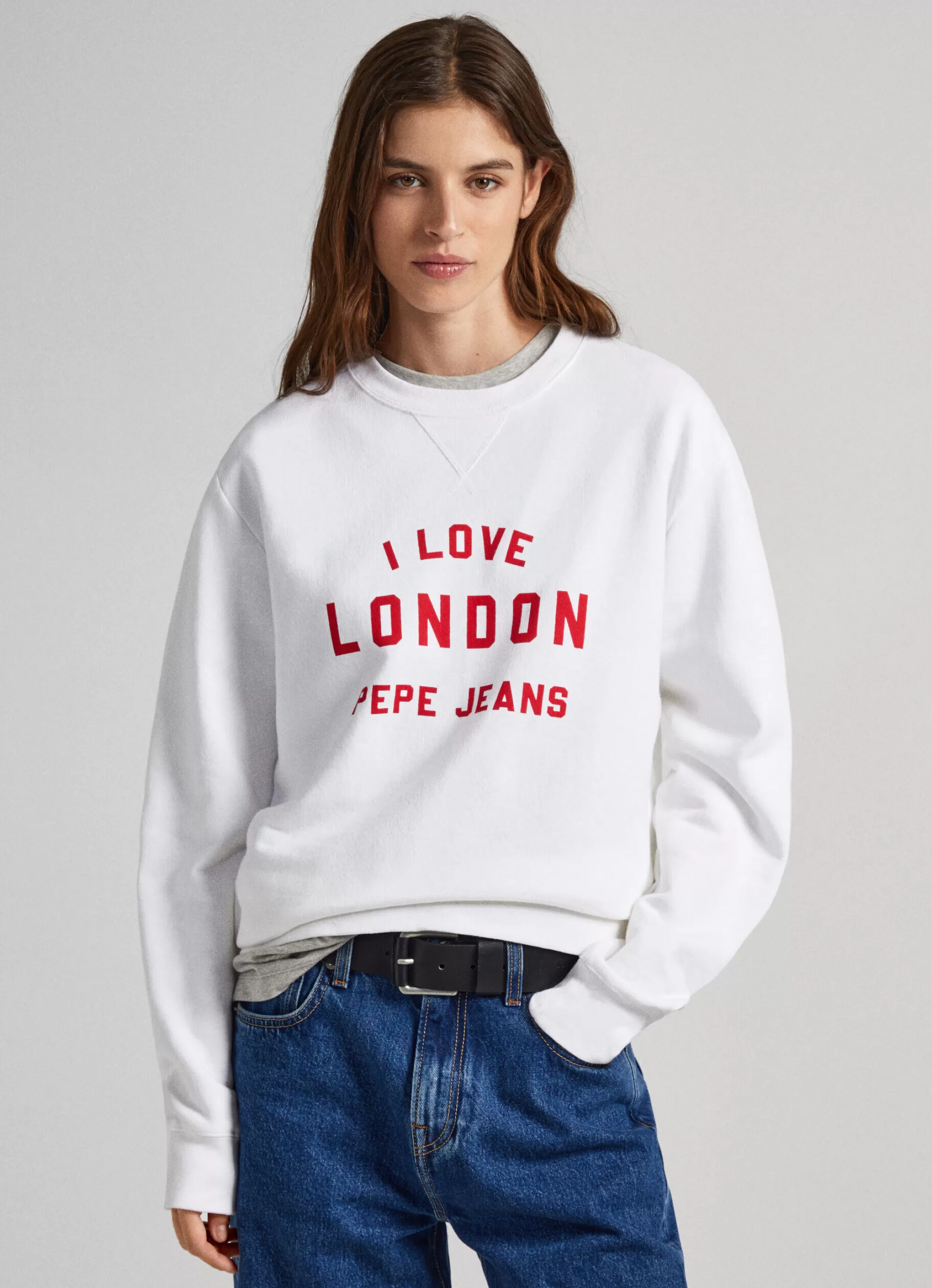 Mulher Pepe Jeans Sweatshirts>Sweatshirt Unisexo Gola Redonda Estampada