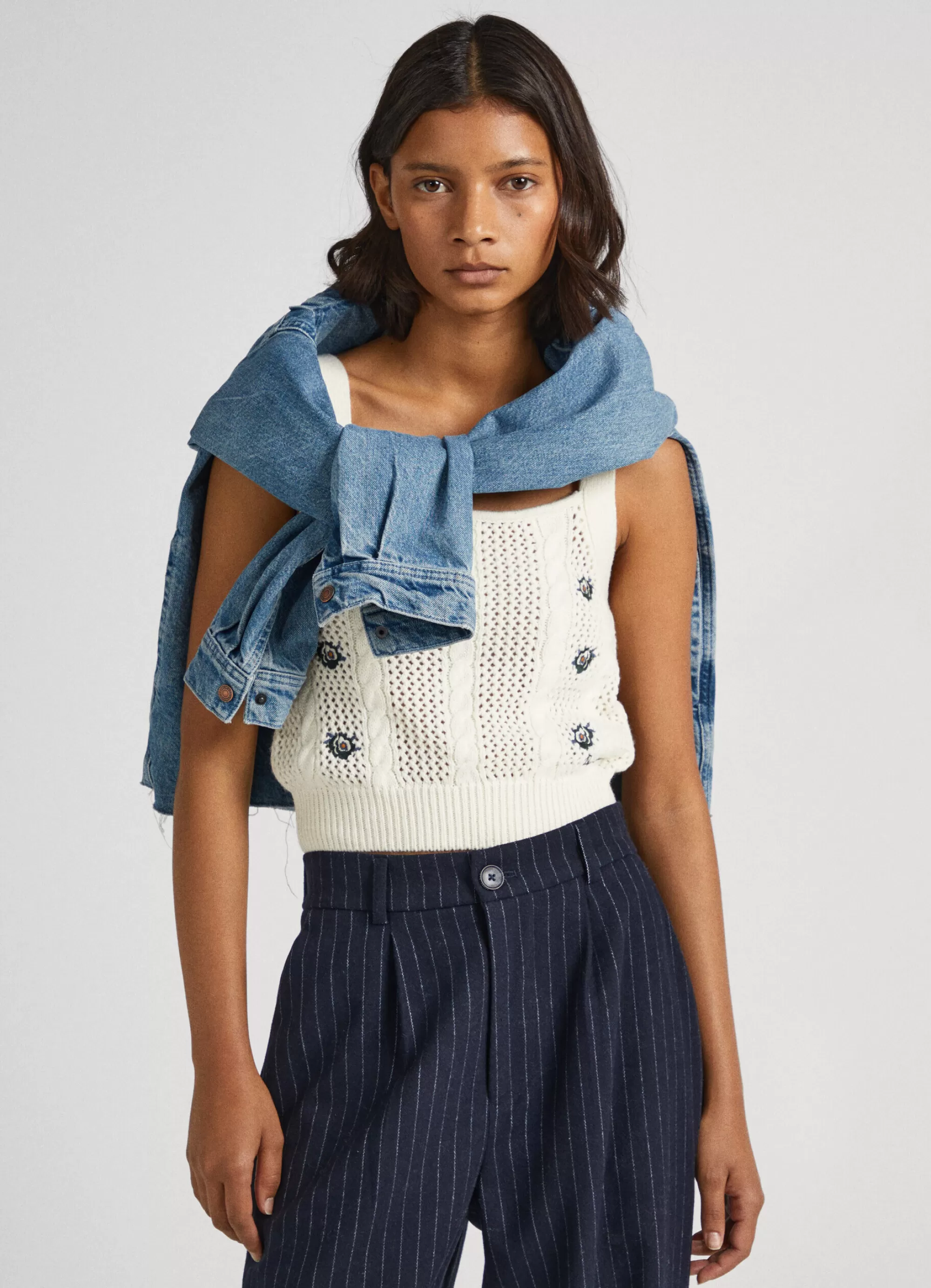 Mulher Pepe Jeans Malhas E Cardigans>Top De Malha Floral