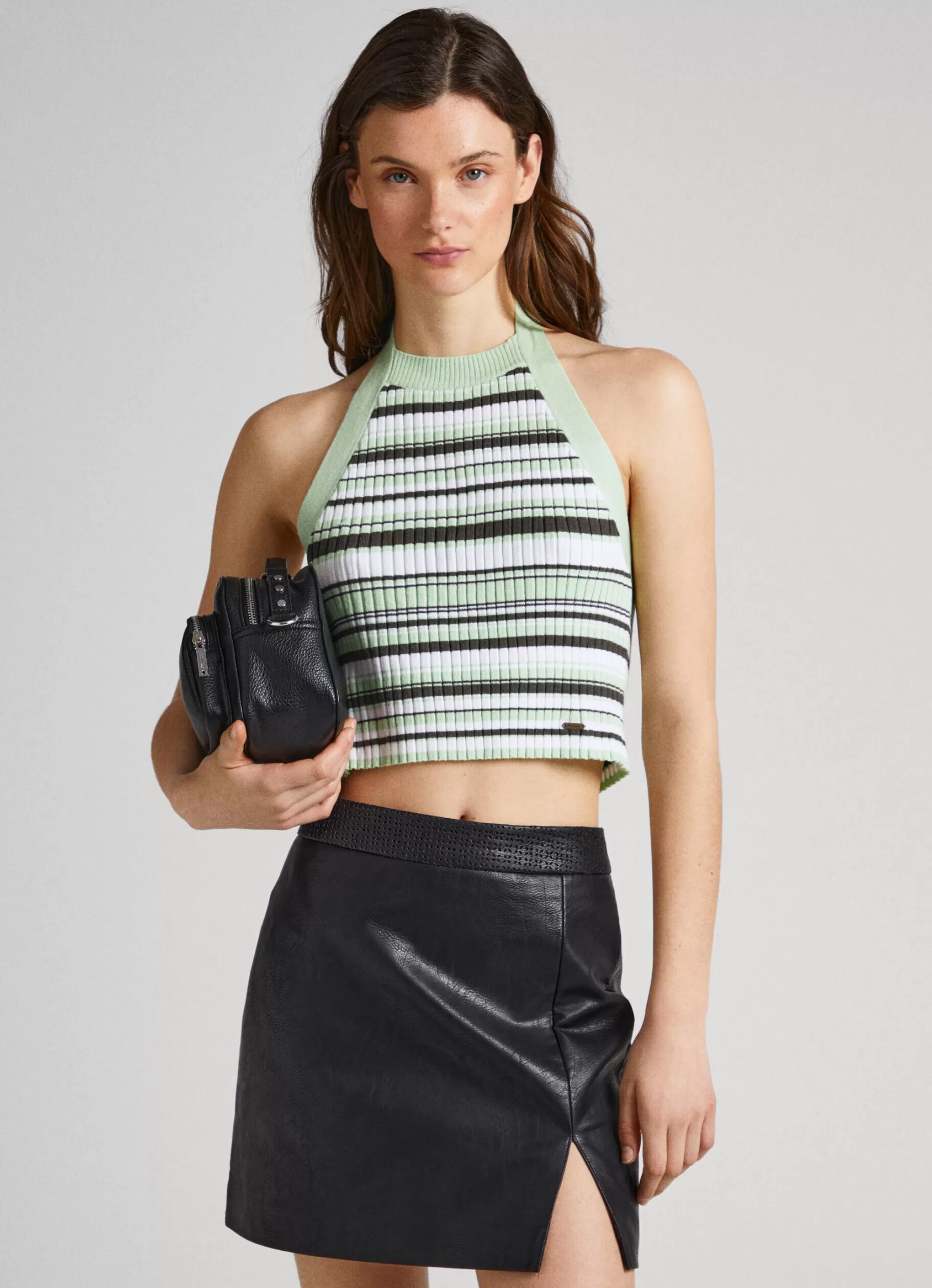 Mulher Pepe Jeans Malhas>Top Halter Padrao As Riscas