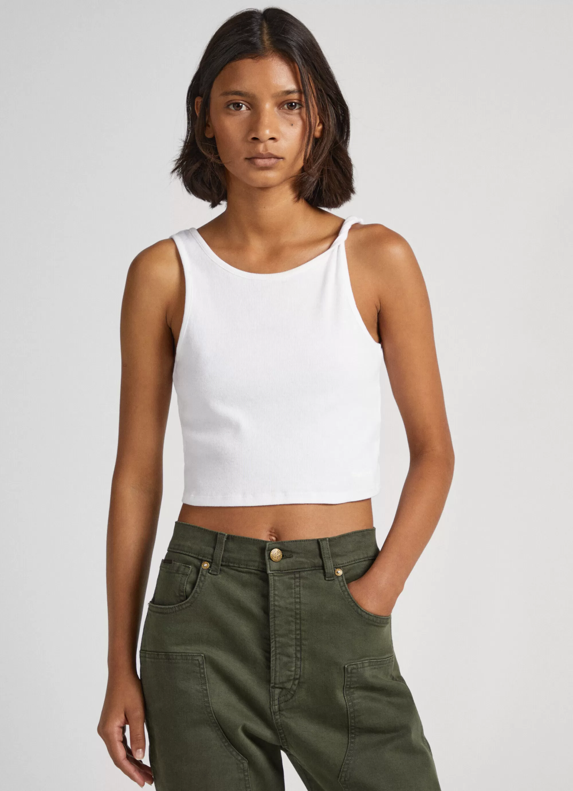 Mulher Pepe Jeans T-Shirts>T-Shirt Canelada Sem Mangas