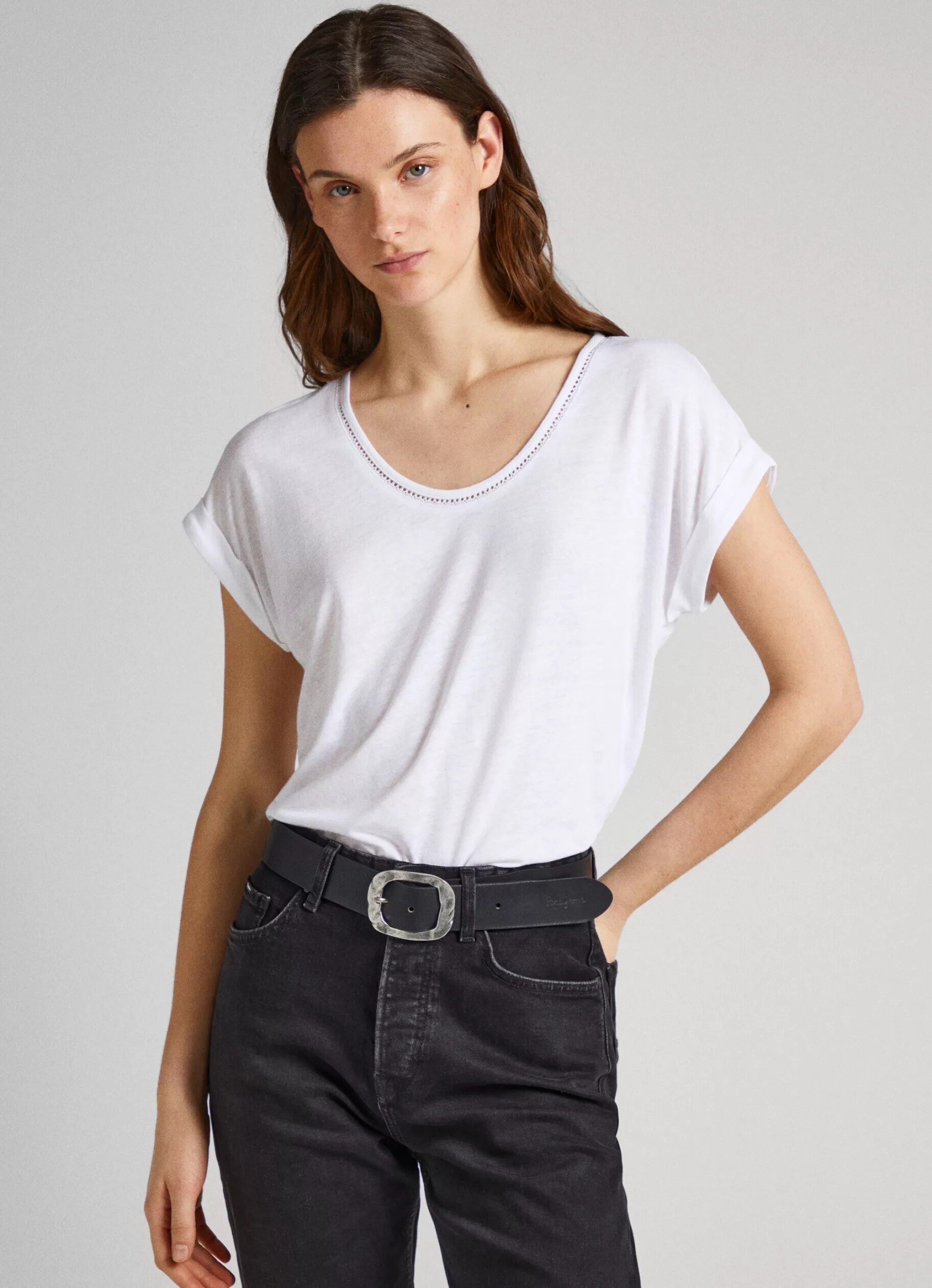 Mulher Pepe Jeans T-Shirts>T-Shirt Com Detalhes De Renda