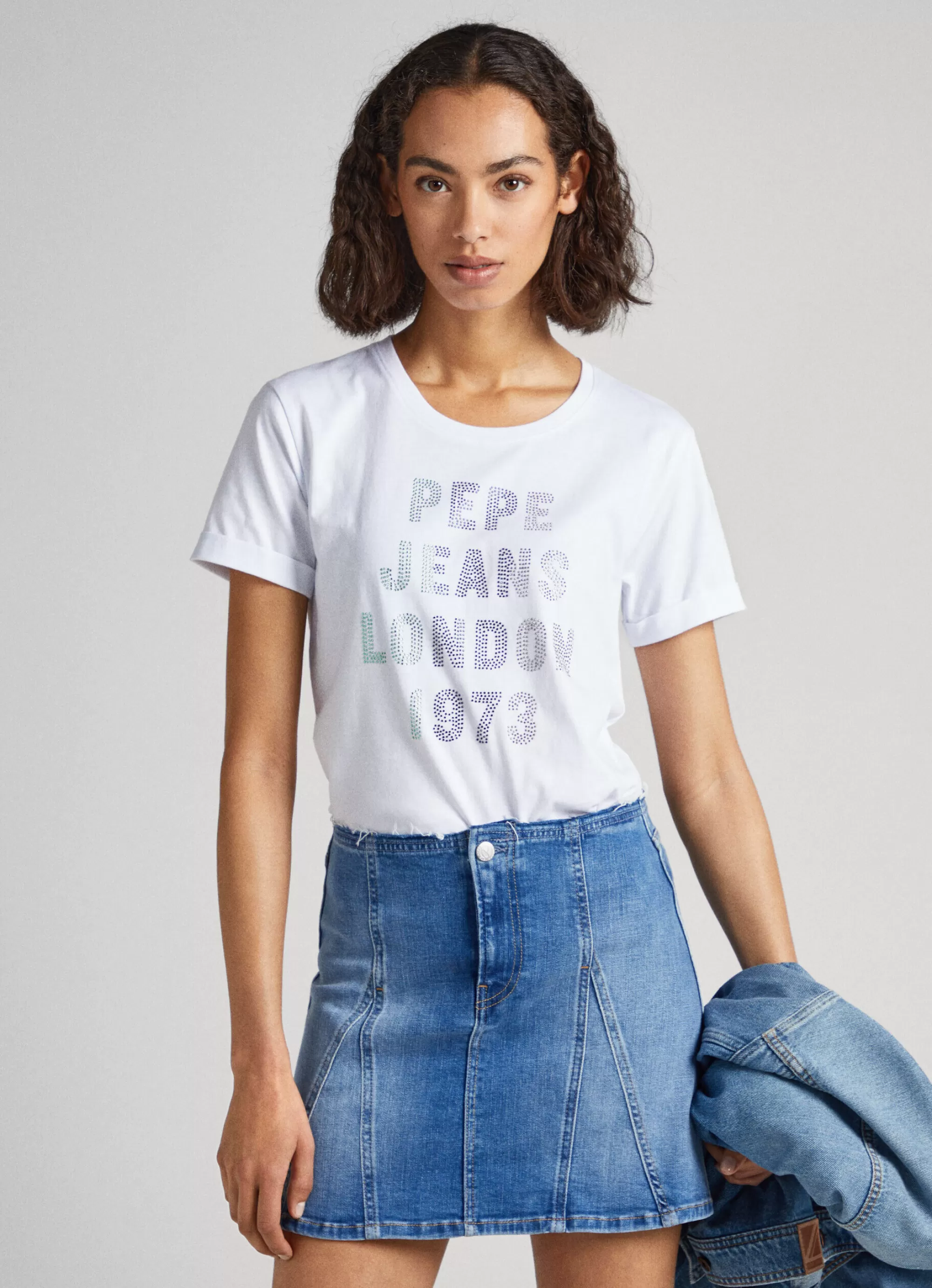 Mulher Pepe Jeans T-Shirts>T-Shirt Com Logo Strass