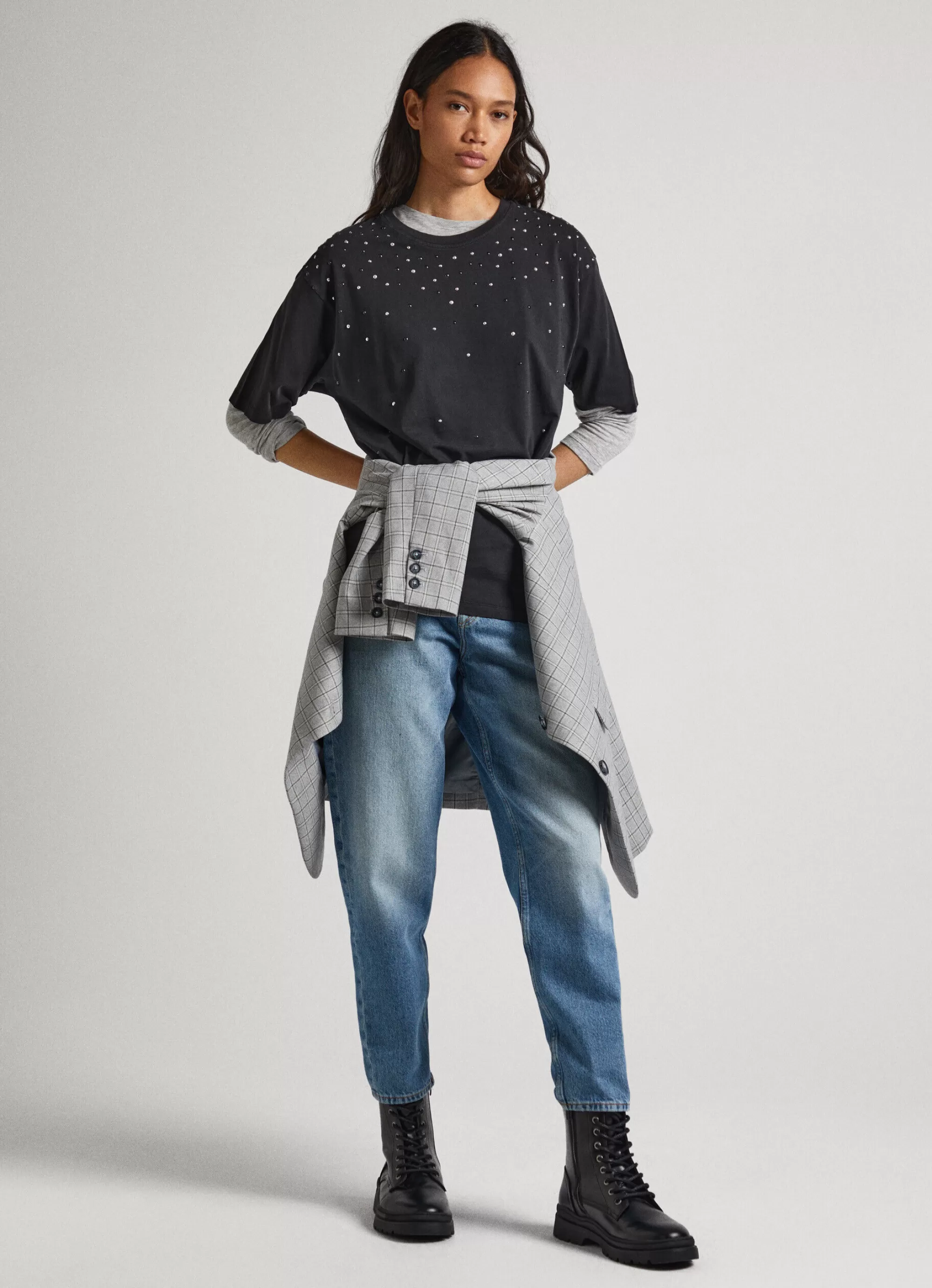 Mulher Pepe Jeans T-Shirts>T-Shirt Com Pormenor De Brilhantes